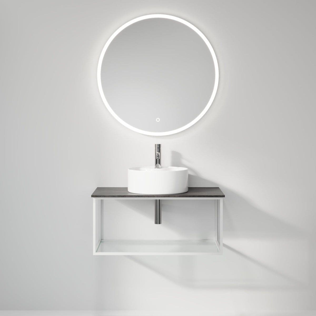 Vanity unit 80 cm in matt white with glass shelf - Stenstorp - MASTERSTORE - 8595677159974 - Vanity Units - 79-080-11-01-40 - 8595677159974