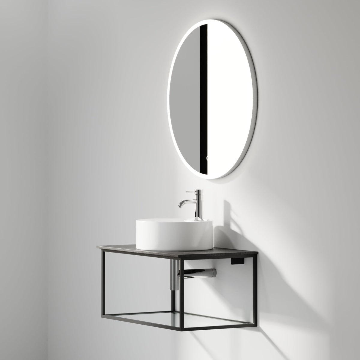 Vanity unit 80 cm in matt black with glass shelf - Stenstorp - MASTERSTORE - 8595677159981 - Vanity Units - 79-080-11-02-40 - 8595677159981