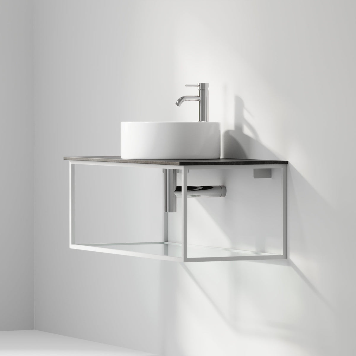 Vanity unit 100 cm in matt white with glass shelf - Stenstorp - MASTERSTORE - 8595677159998 - Vanity Units - 79-100-11-01-40 - 8595677159998