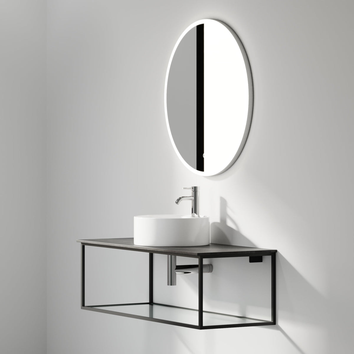 Vanity unit 120 cm in matt black with glass shelf - Stenstorp - MASTERSTORE - 8595677160024 - Vanity Units - 79-120-11-02-40 - 8595677160024