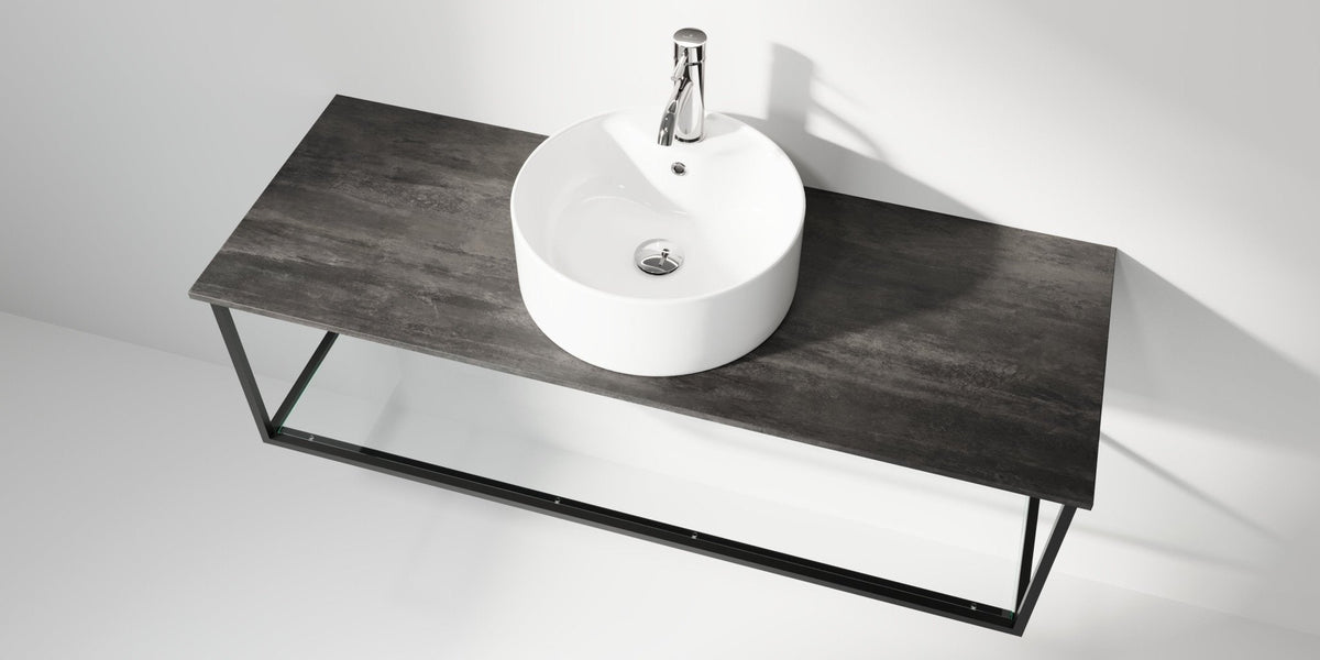 Vanity unit 120 cm in matt black with glass shelf - Stenstorp - MASTERSTORE - 8595677160024 - Vanity Units - 79-120-11-02-40 - 8595677160024
