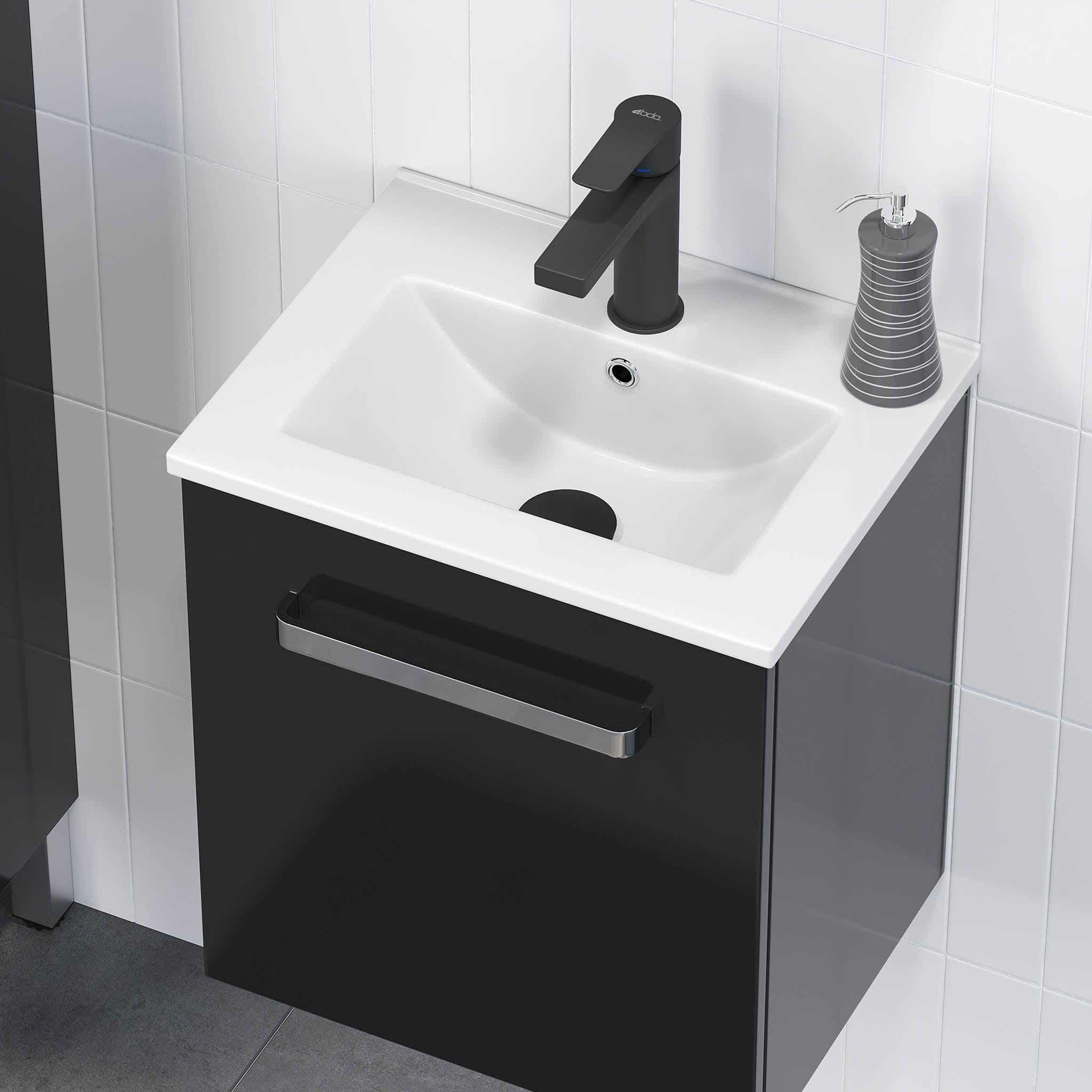 Kansas Badrumsmöbel, Svart Högblank - Tvättställsskåp - BATH DELUXE - BASIC - 80 - 040 - 03 - 12 - 02 - BATHDELUXE SWEDEN