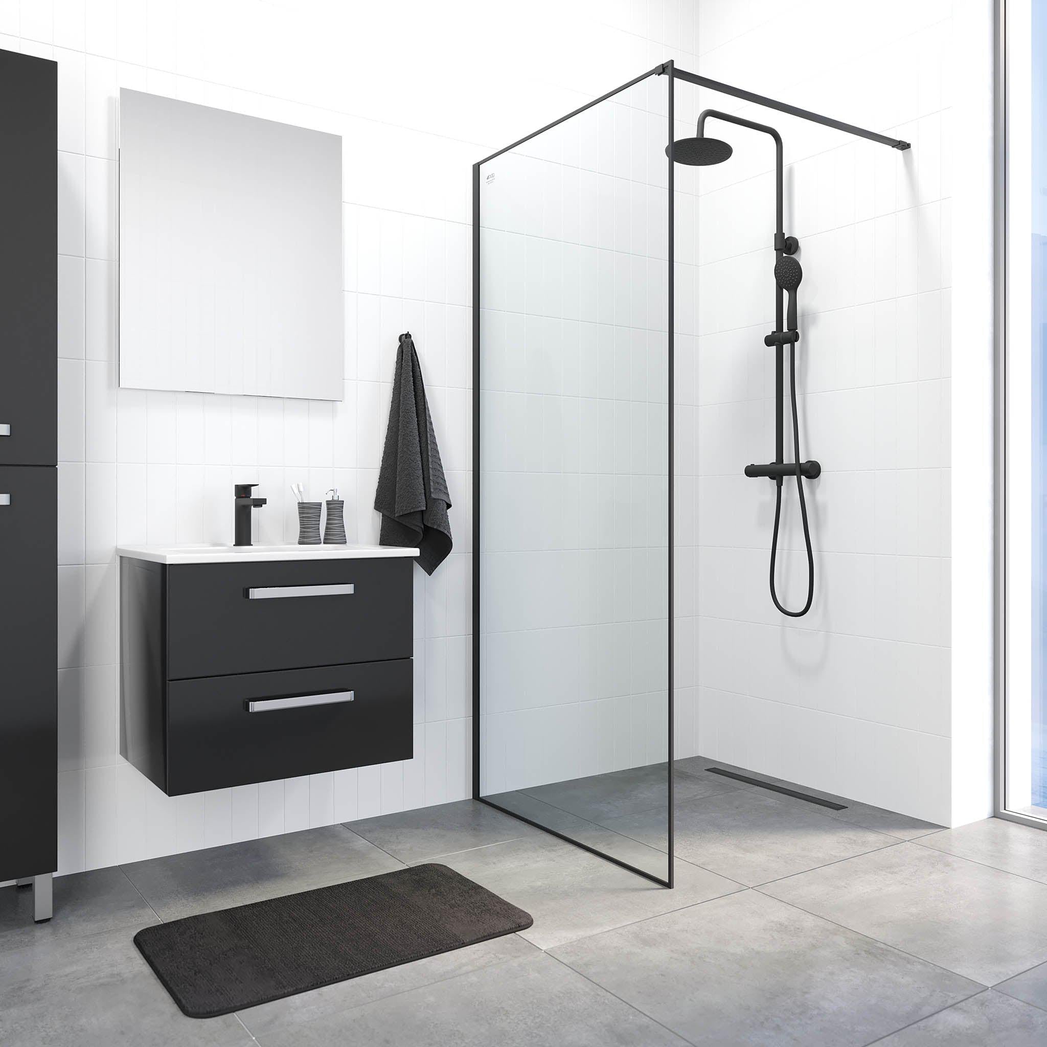 Kansas Badrumsmöbel, Svart Högblank - Tvättställsskåp - BATH DELUXE - BASIC - 80 - 040 - 03 - 12 - 02 - BATHDELUXE SWEDEN