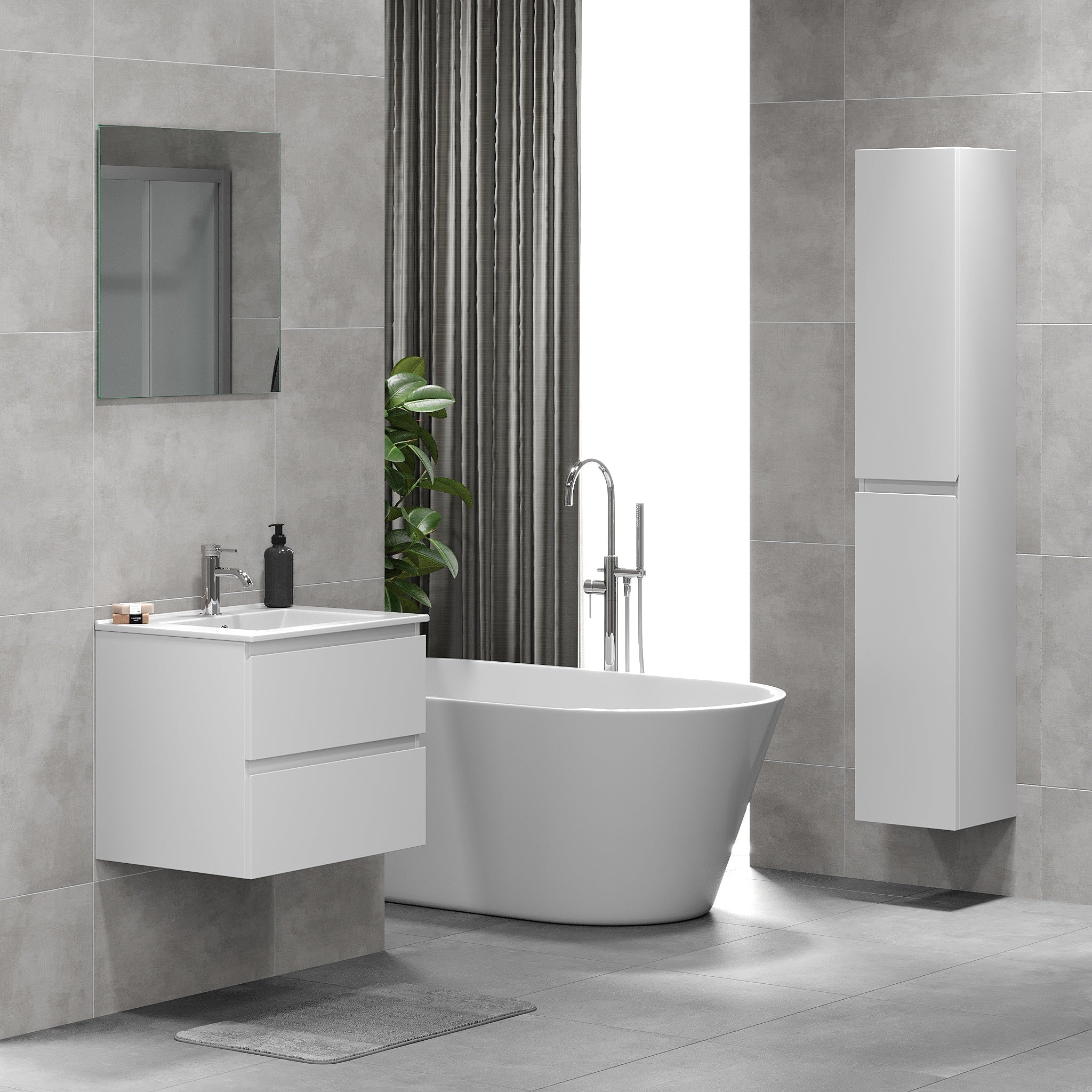 Kenwood Badrumsmöbel, Vit Matt - Tvättställsskåp - BATH DELUXE - BASIC - 80 - 060 - 04 - 01 - 01 - BATHDELUXE SWEDEN