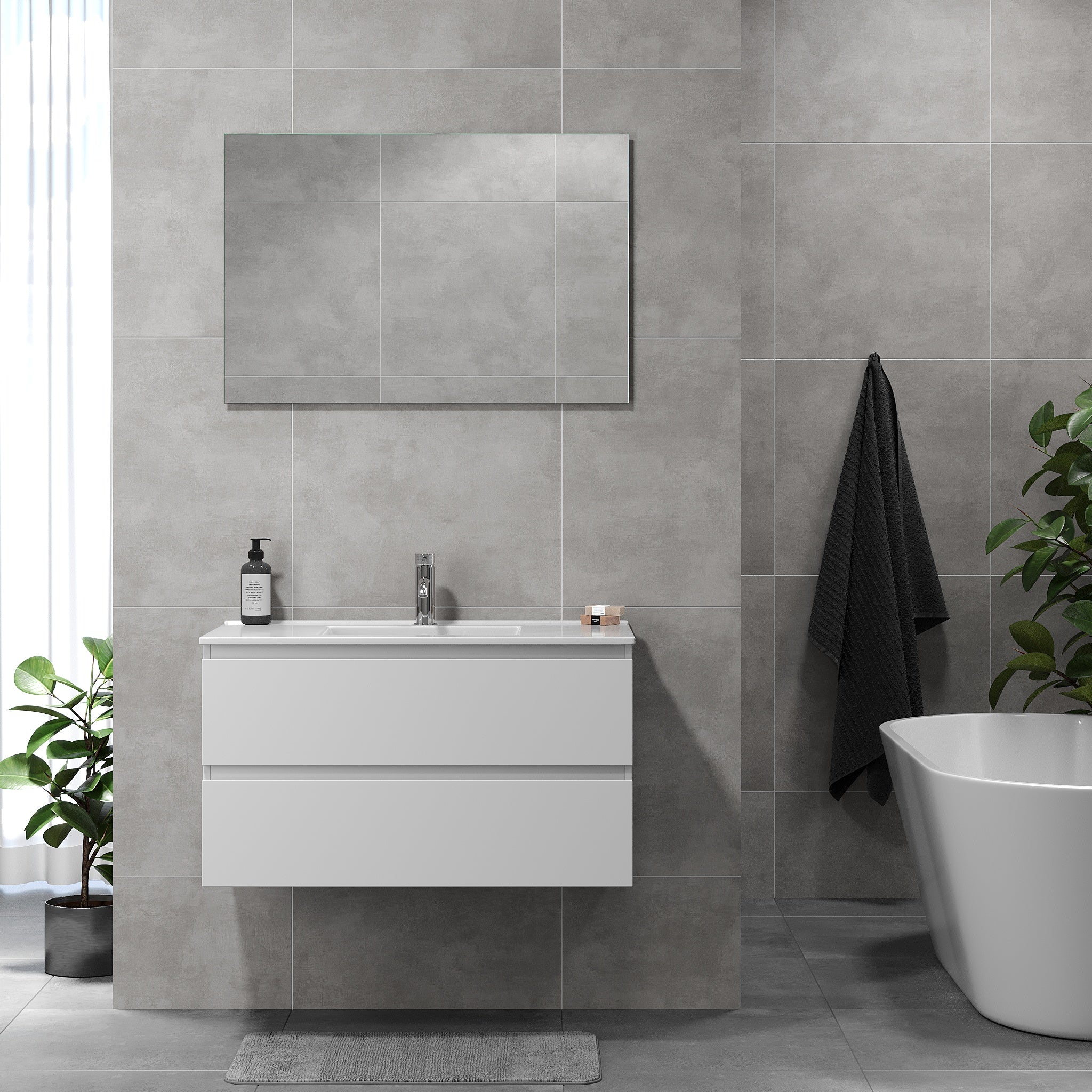 Kenwood Badrumsmöbel, Vit Matt - Tvättställsskåp - BATH DELUXE - BASIC - 80 - 060 - 04 - 01 - 01 - BATHDELUXE SWEDEN
