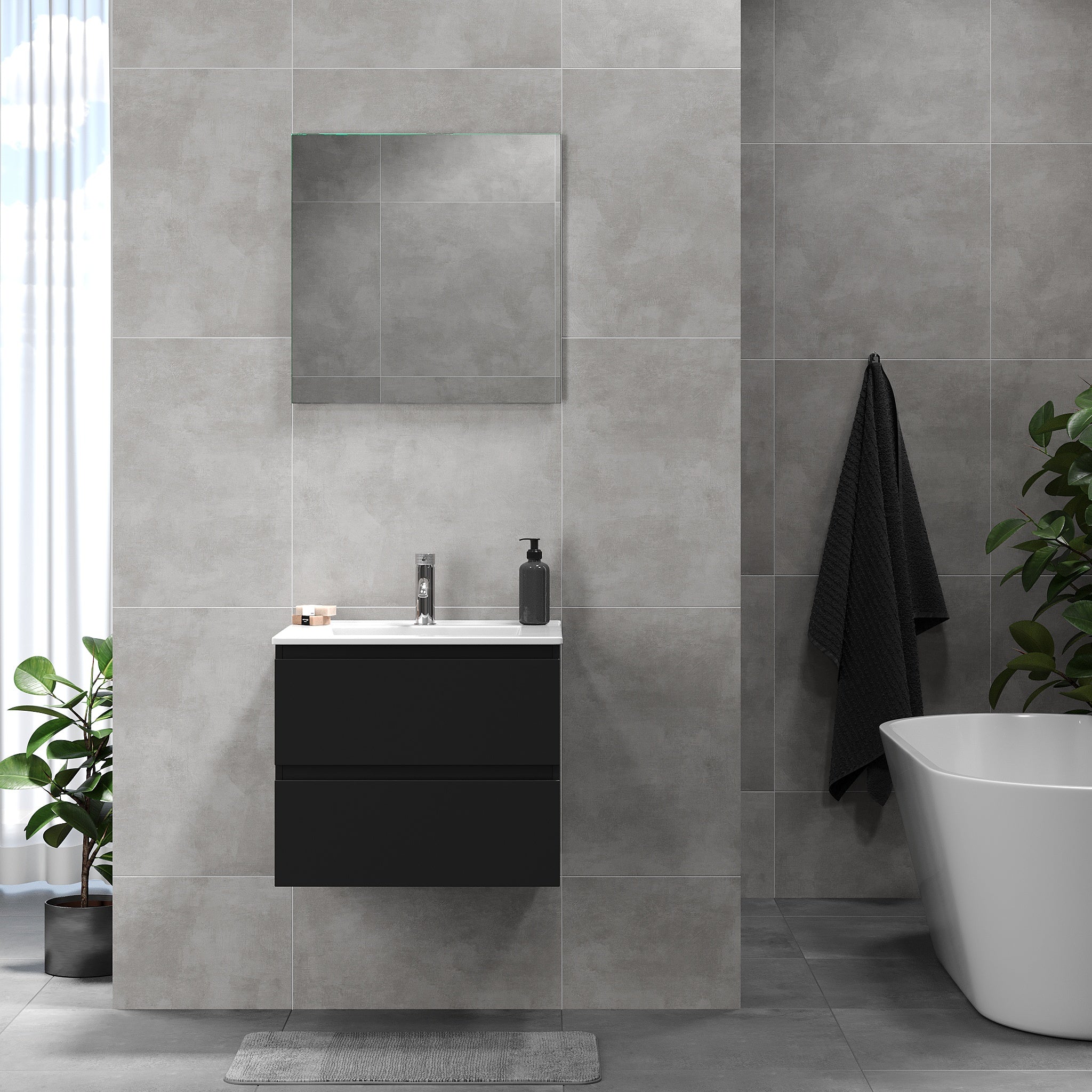 Kenwood Badrumsmöbel, Svart Matt - Tvättställsskåp - BATH DELUXE - BASIC - 80 - 090 - 04 - 02 - 01 - BATHDELUXE SWEDEN