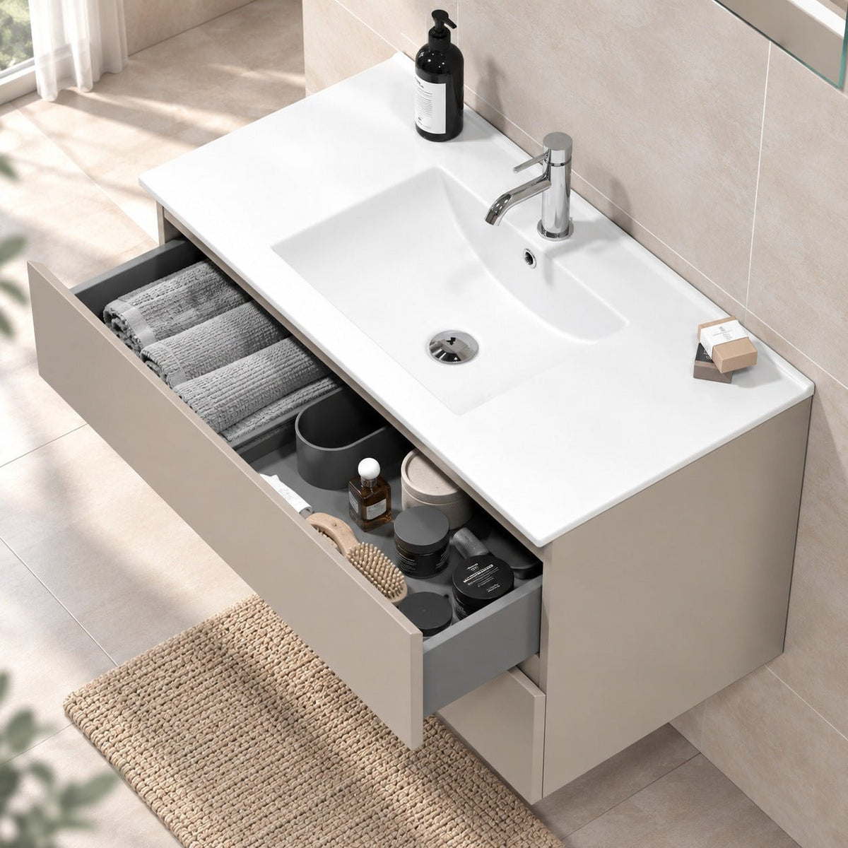 Bathroom furniture with classic integrated fronts - 90x46x50 cm - marakesh - ceramic basin - Kenwood - MASTERSTORE - 8595677193688 - Vanity Units - 80-090-04-29-01 - 8595677193688