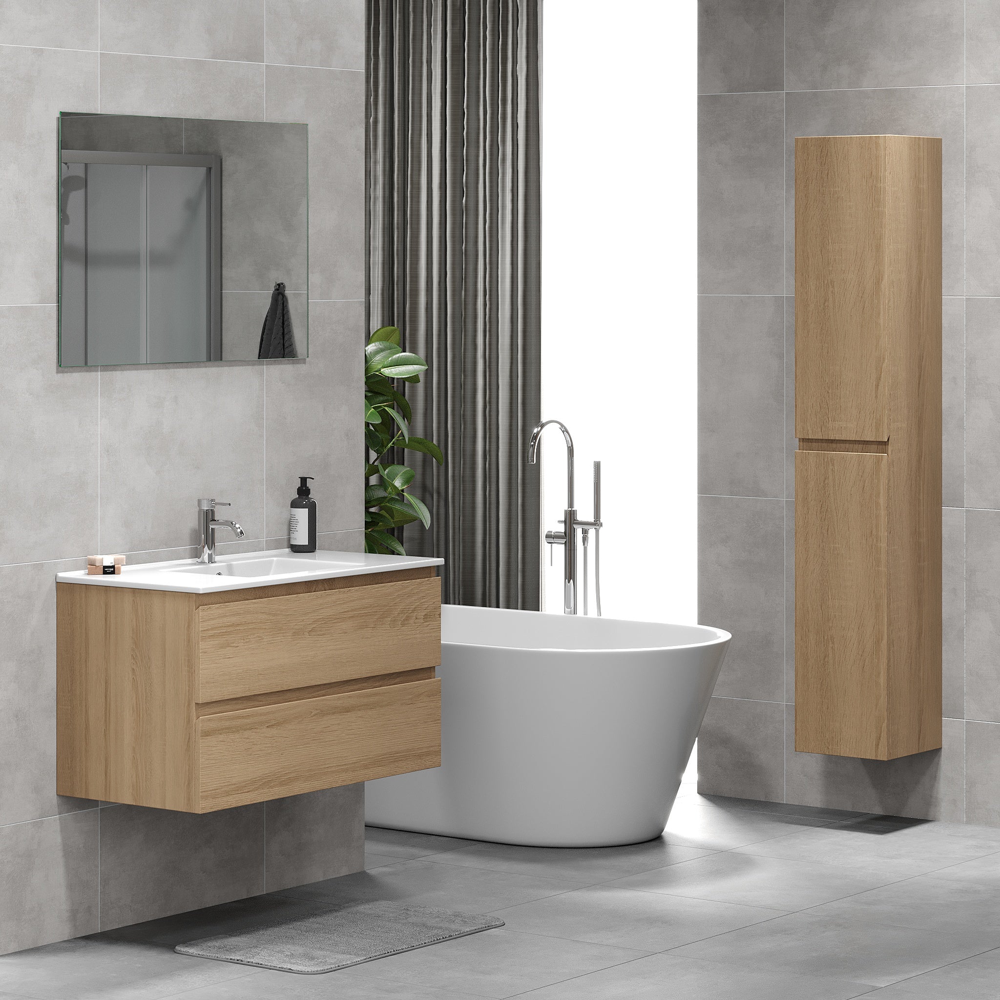 Kenwood Badrumsmöbel, Ek - Tvättställsskåp - BATH DELUXE - BASIC - 80 - 090 - 04 - 86 - 01 - BATHDELUXE SWEDEN