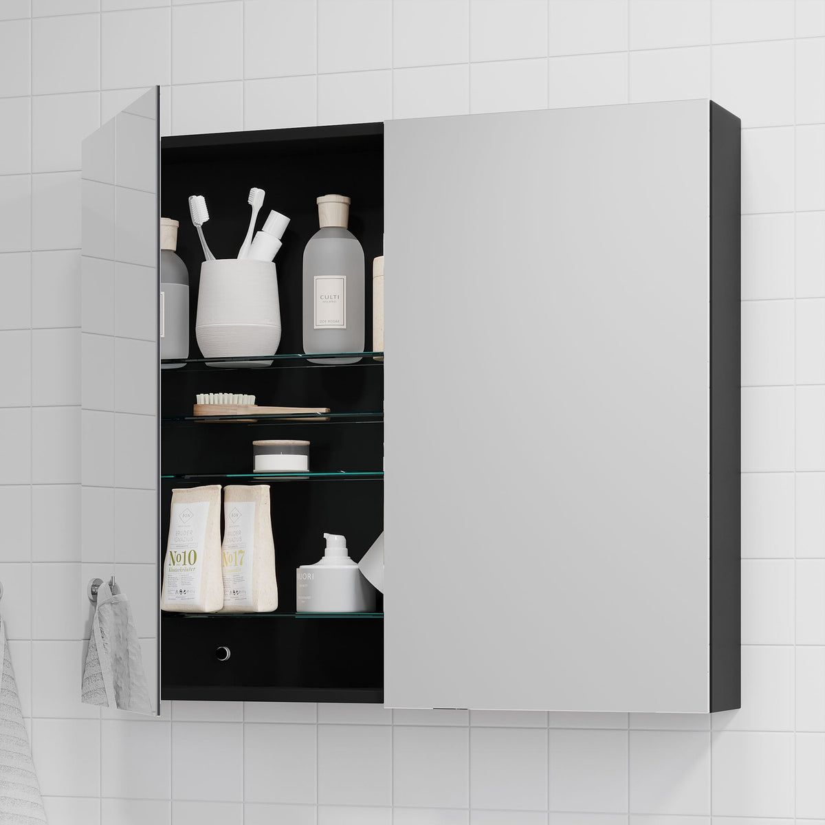 Spegelskåp – 80x14x70 cm – mattsvart – Idse - Spegelskåp - Bath Deluxe - 82-080-40-02-00 - BATHDELUXE SWEDEN