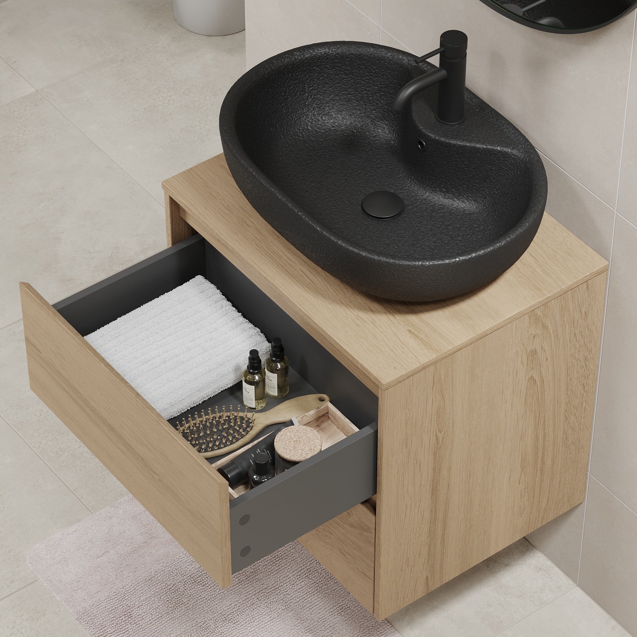 Seiland, Möbelset - Badställ &amp; Skåp, Ek - 60 cm - Möbelset - Kod - BATH DELUXE - EXCLUSIVE - 83-060-12-86-40 - BATHDELUXE SWEDEN