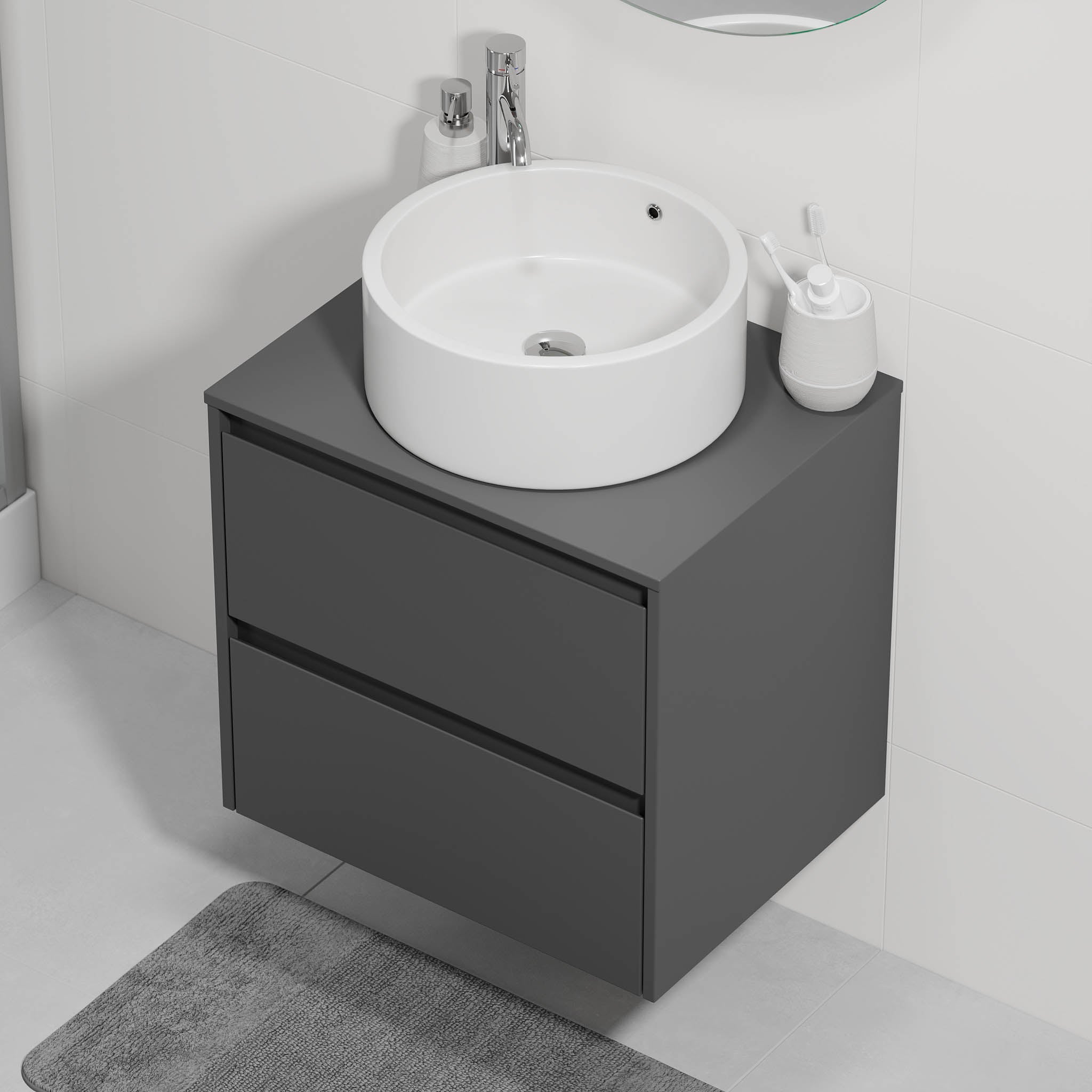 Lofoten Badrumsmöbel, Grå Matt - Tvättställsskåp - BATH DELUXE - EXCLUSIVE - 83 - 060 - 42 - 43 - 40 - BATHDELUXE SWEDEN