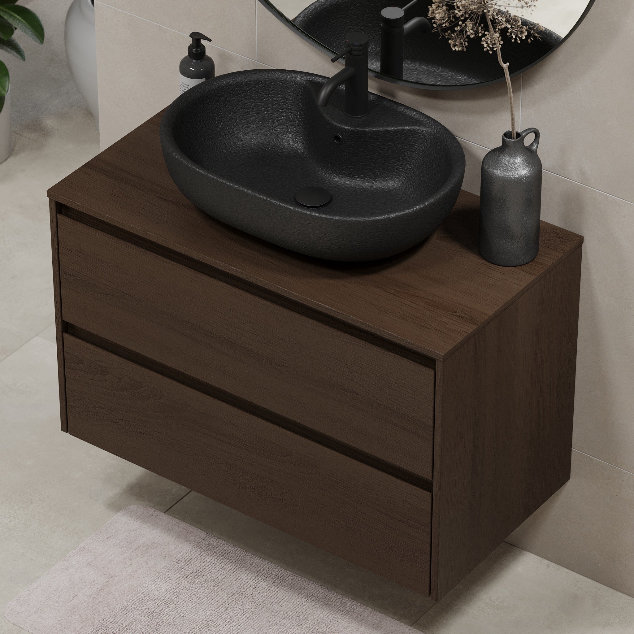 Seiland, Möbelset - Badställ &amp; Skåp, Valnöt - 90 cm - Möbelset - Kod - BATH DELUXE - EXCLUSIVE - 83-090-12-84-40 - BATHDELUXE SWEDEN