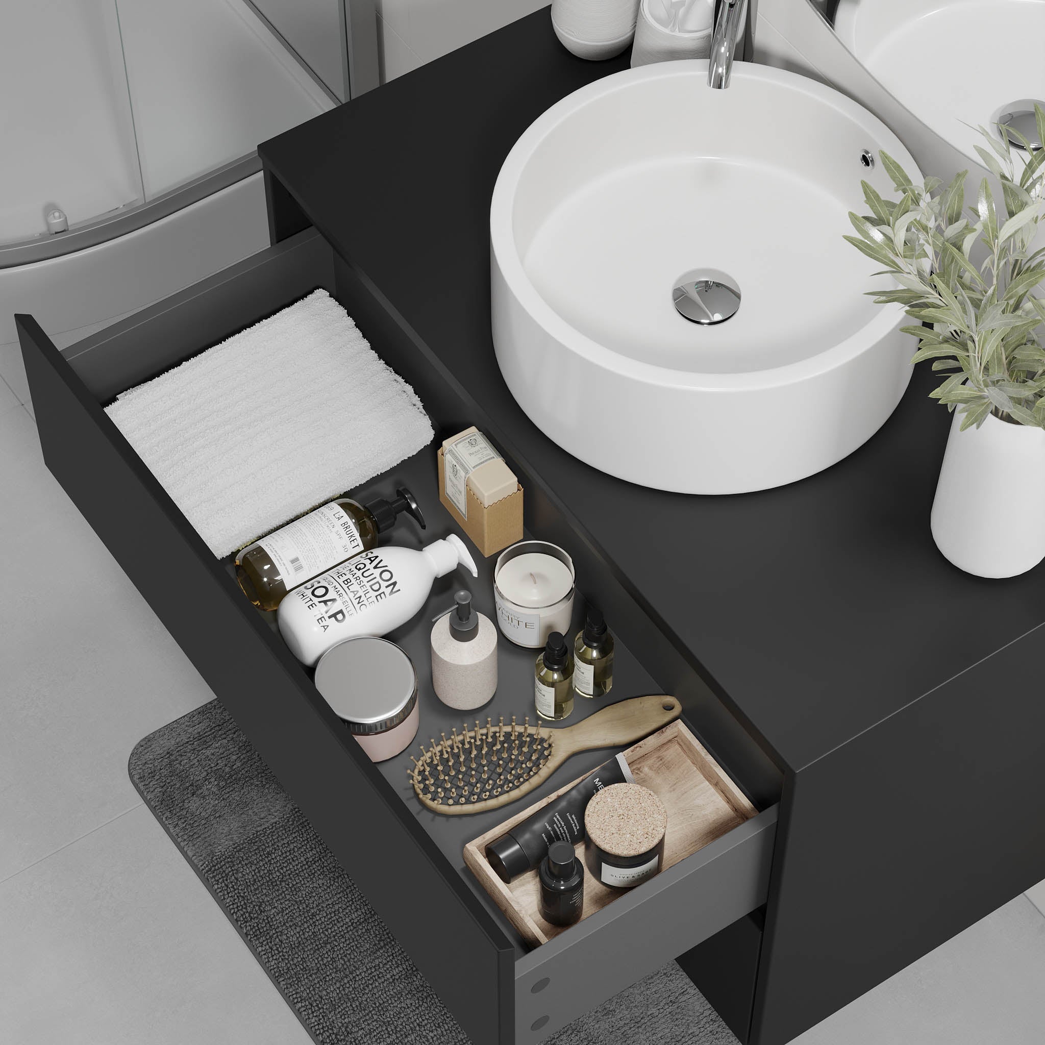 Lofoten Badrumsmöbel, Svart Matt - Tvättställsskåp - BATH DELUXE - EXCLUSIVE - 83 - 090 - 42 - 02 - 40 - BATHDELUXE SWEDEN