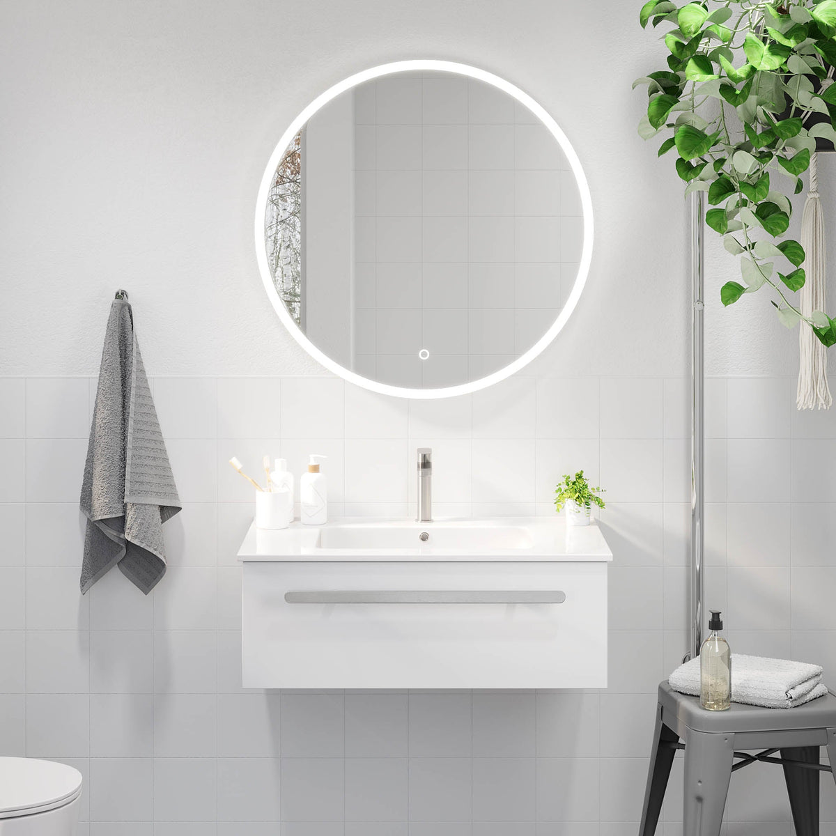 Colina, Furniture Set - Basin & Cabinet, White Mat - 100 cm - MASTERSTORE - 8595677192896 - Furniture Set - Code - 85-100-50-01-40 - 8595677192896