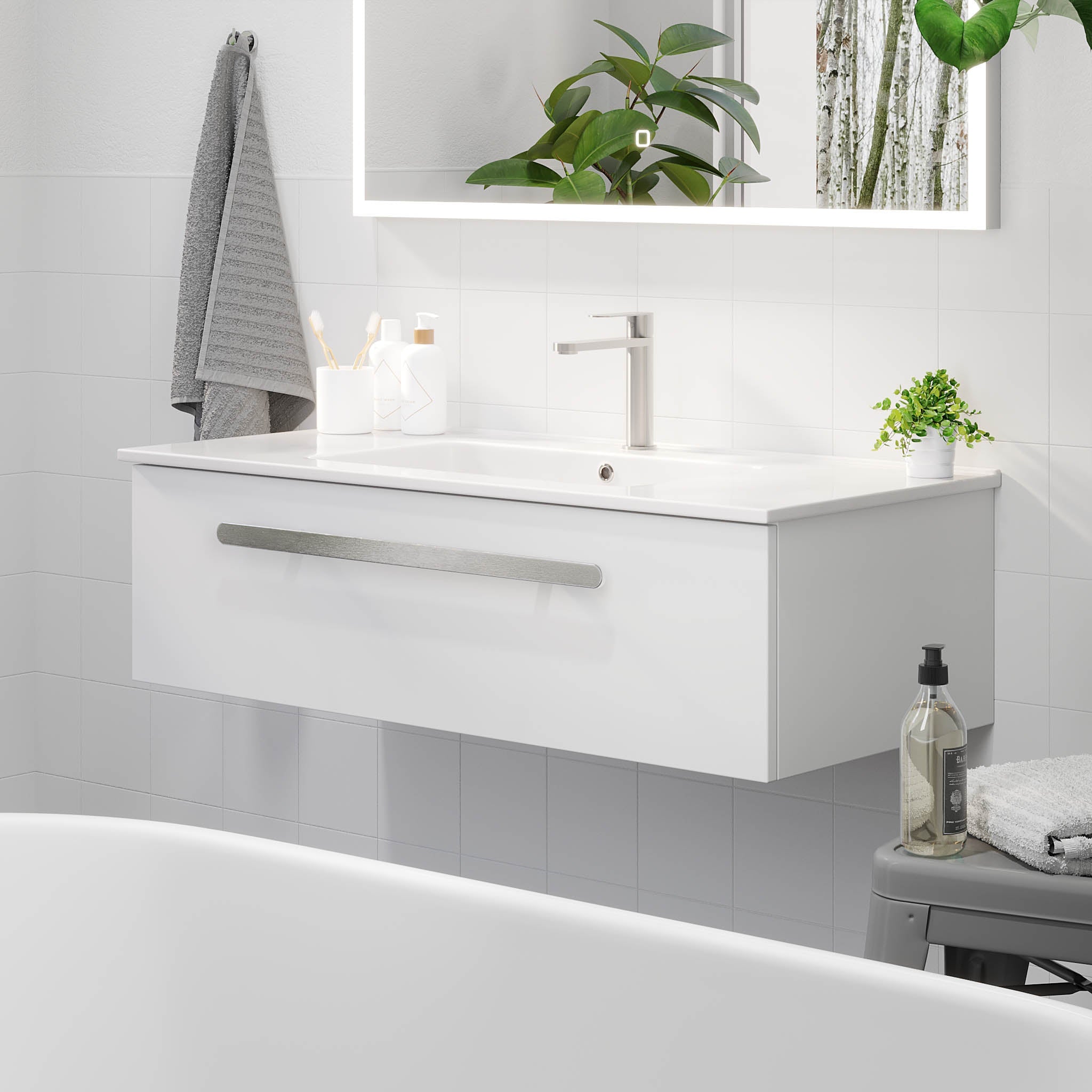 Colina Badrumsmöbel, Vit Matt - Badrumsmöbel - BATH DELUXE - PRESTIGE - 85 - 100 - 50 - 01 - 40 - BATHDELUXE SWEDEN