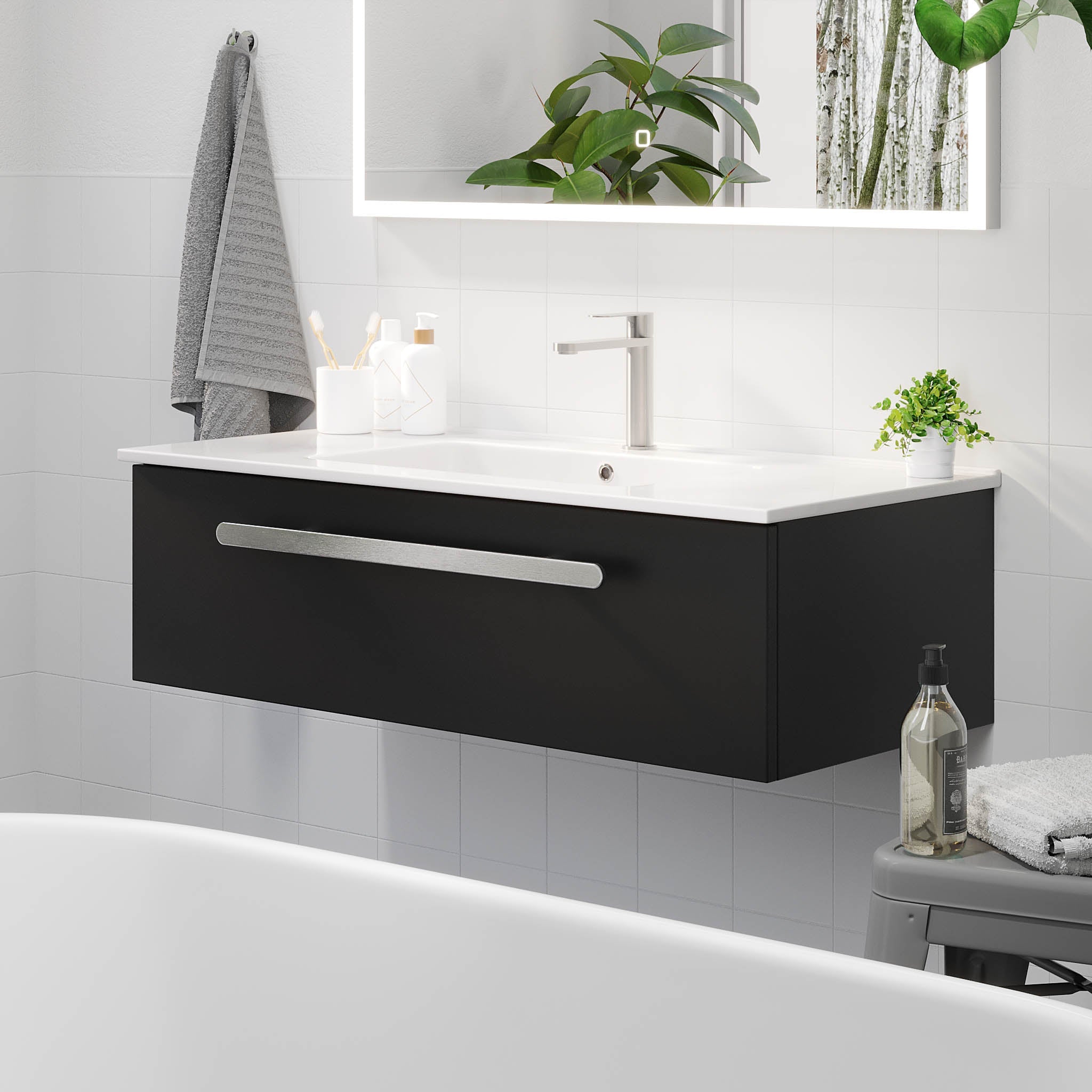 Colina Badrumsmöbel, Svart Matt - Badrumsmöbel - BATH DELUXE - PRESTIGE - 85 - 100 - 50 - 02 - 40 - BATHDELUXE SWEDEN