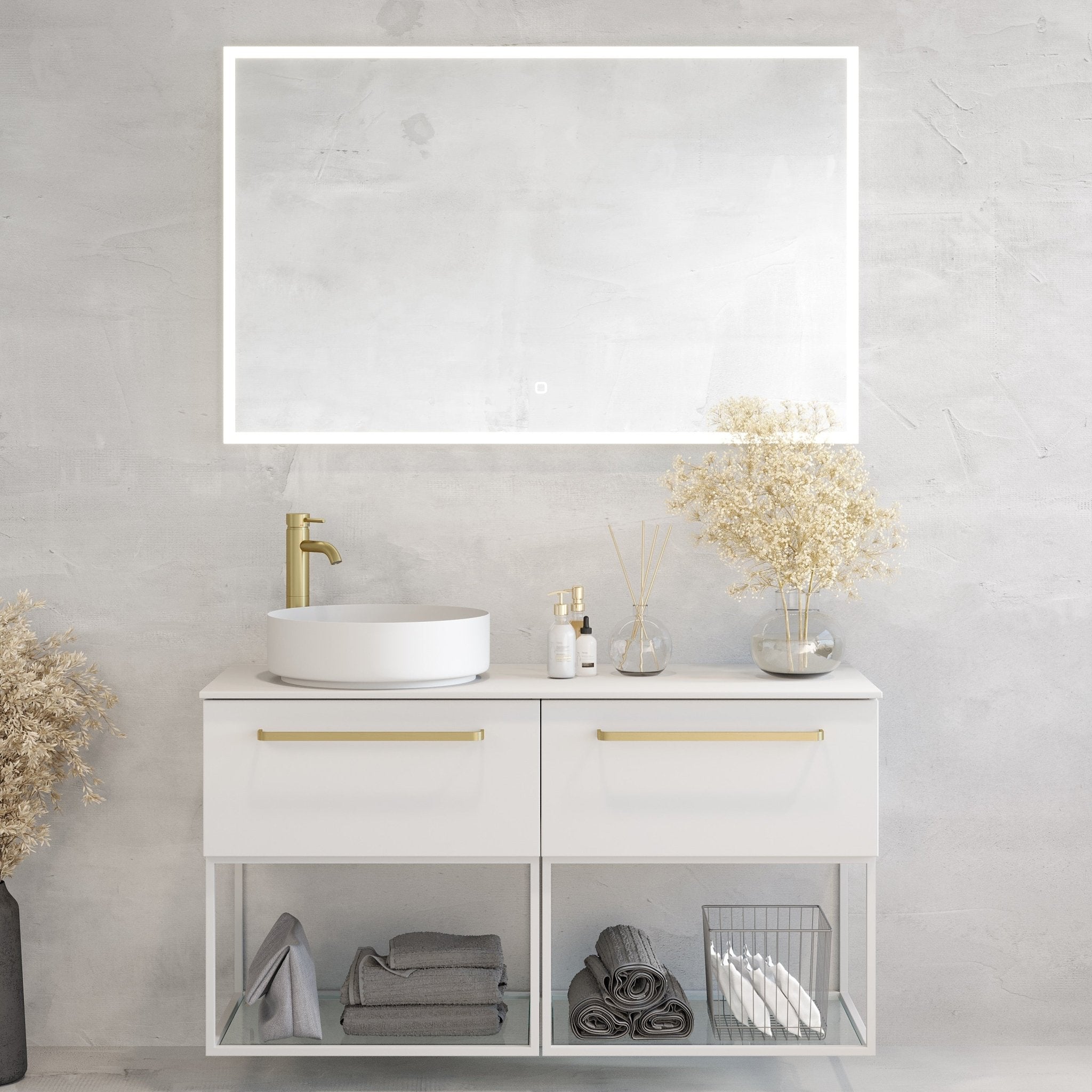 Vikran Compact Badrumsmöbel, Vit Matt - Tvättställsskåp - BATH DELUXE - PRESTIGE - 85 - 120 - 36 - 01 - 32 - BATHDELUXE SWEDEN