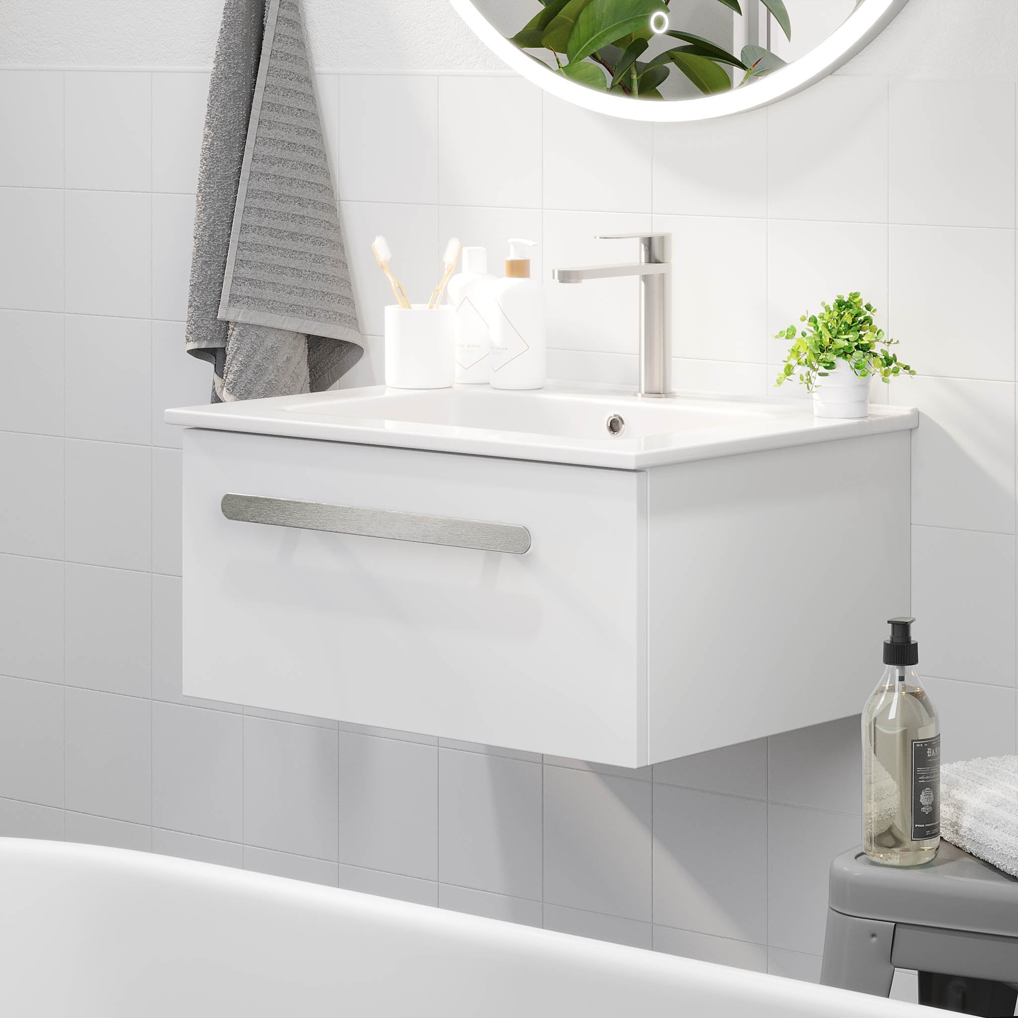 Colina, möbelset – tvättställ & underskåp, Matt vit - 120 cm - Tvättställsskåp - BATH DELUXE - PRESTIGE - 85-120-50-01-40 - BATHDELUXE SWEDEN