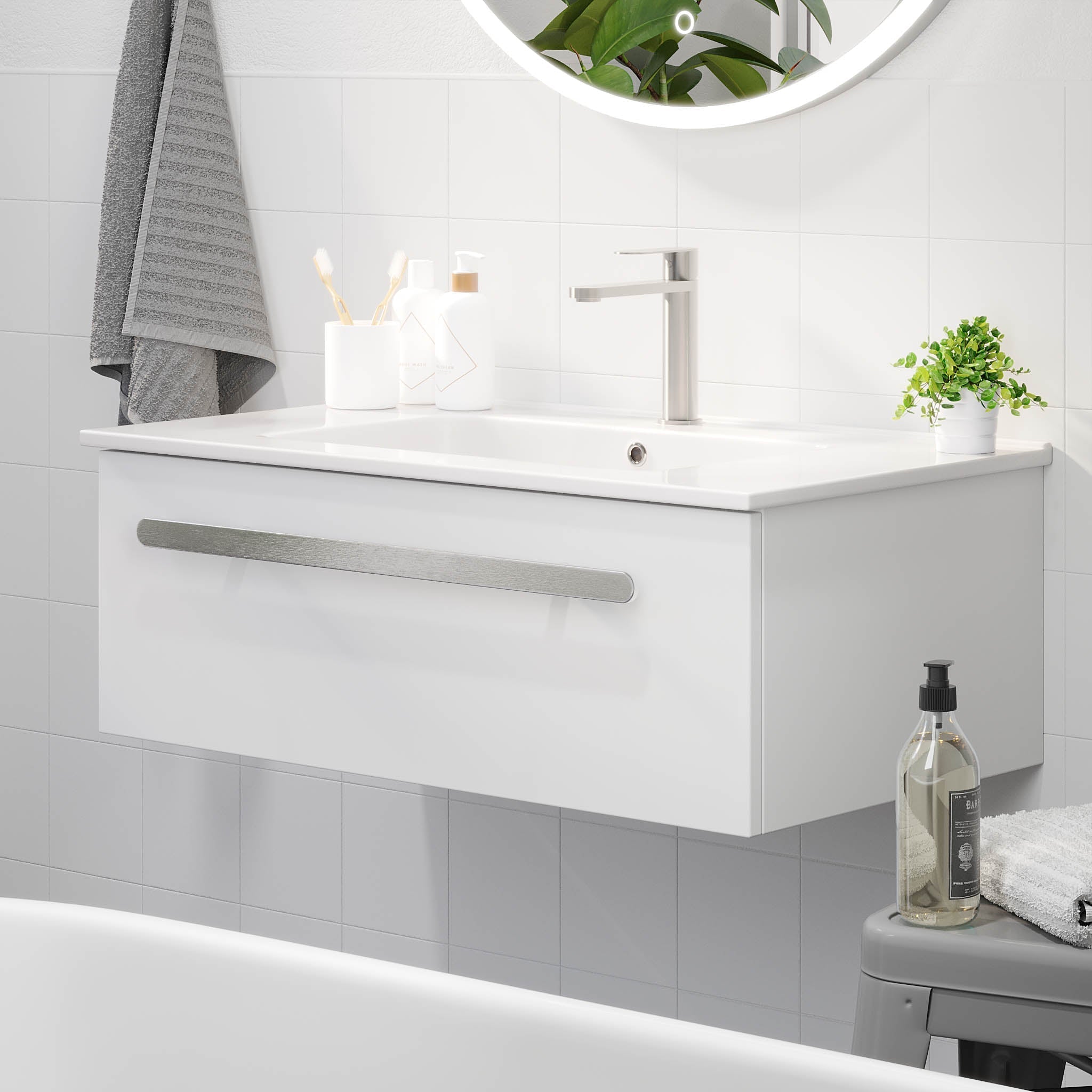 Colina, möbelset – tvättställ & underskåp, Matt vit - 120 cm - Tvättställsskåp - BATH DELUXE - PRESTIGE - 85-120-50-01-40 - BATHDELUXE SWEDEN