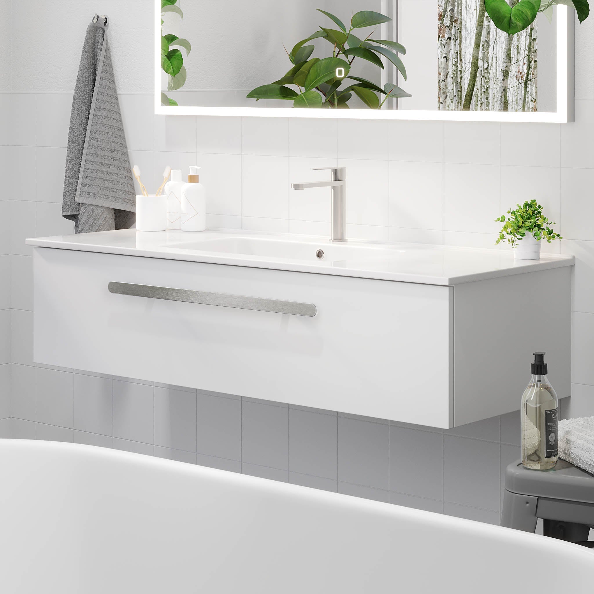 Colina, möbelset – tvättställ & underskåp, Matt vit - 120 cm - Tvättställsskåp - BATH DELUXE - PRESTIGE - 85-120-50-01-40 - BATHDELUXE SWEDEN