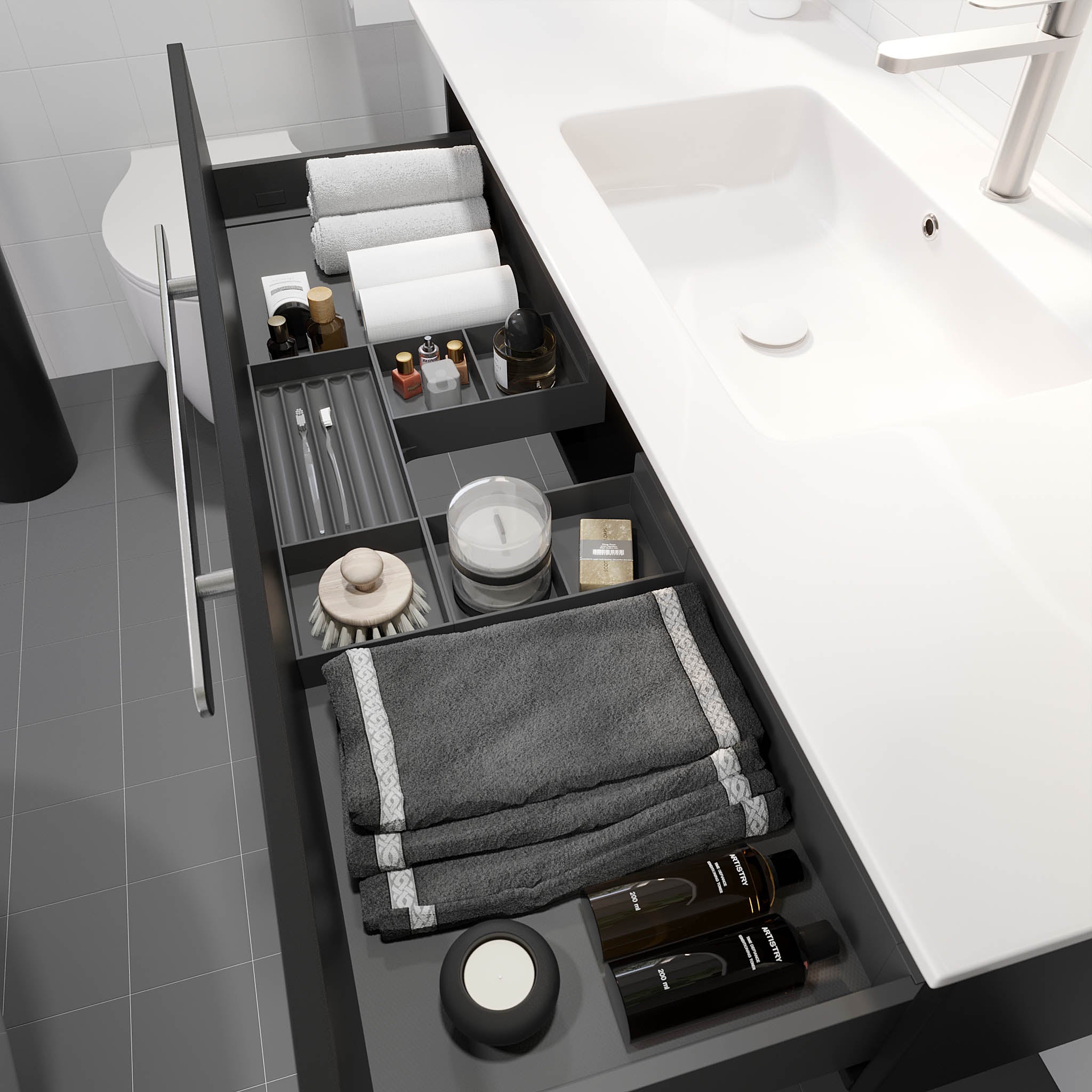 Colina, Furniture Set - Basin & Cabinet, Black Mat - 100 cm - MASTERSTORE - 8595677192926 - Furniture Set - Code - 85-100-50-02-40 - 8595677192926