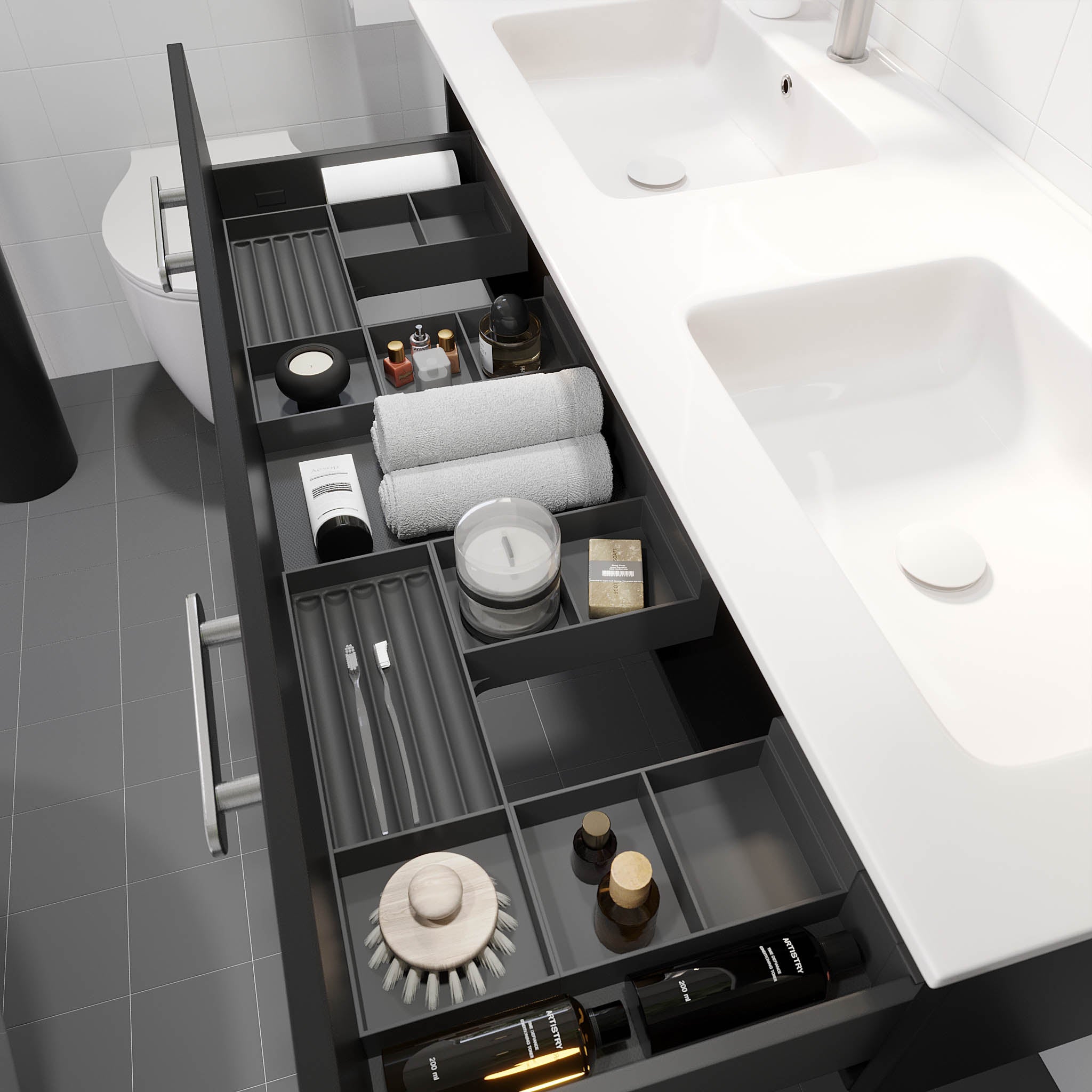 Colina, Furniture Set - Basin & Cabinet, Black Mat - 100 cm - MASTERSTORE - 8595677192926 - Furniture Set - Code - 85-100-50-02-40 - 8595677192926