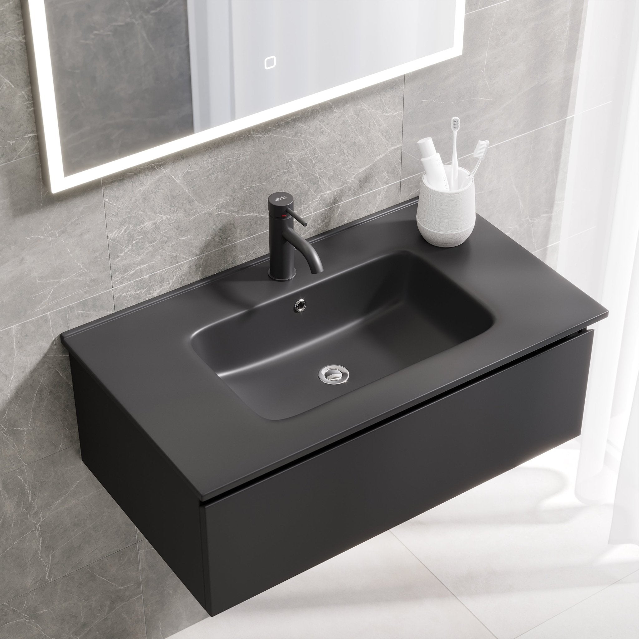 Selnes Compact Badrumsmöbel, Svart Matt - Tvättställsskåp - BATH DELUXE - PRESTIGE - 88 - 080 - 56 - 02 - 30 - BATHDELUXE SWEDEN