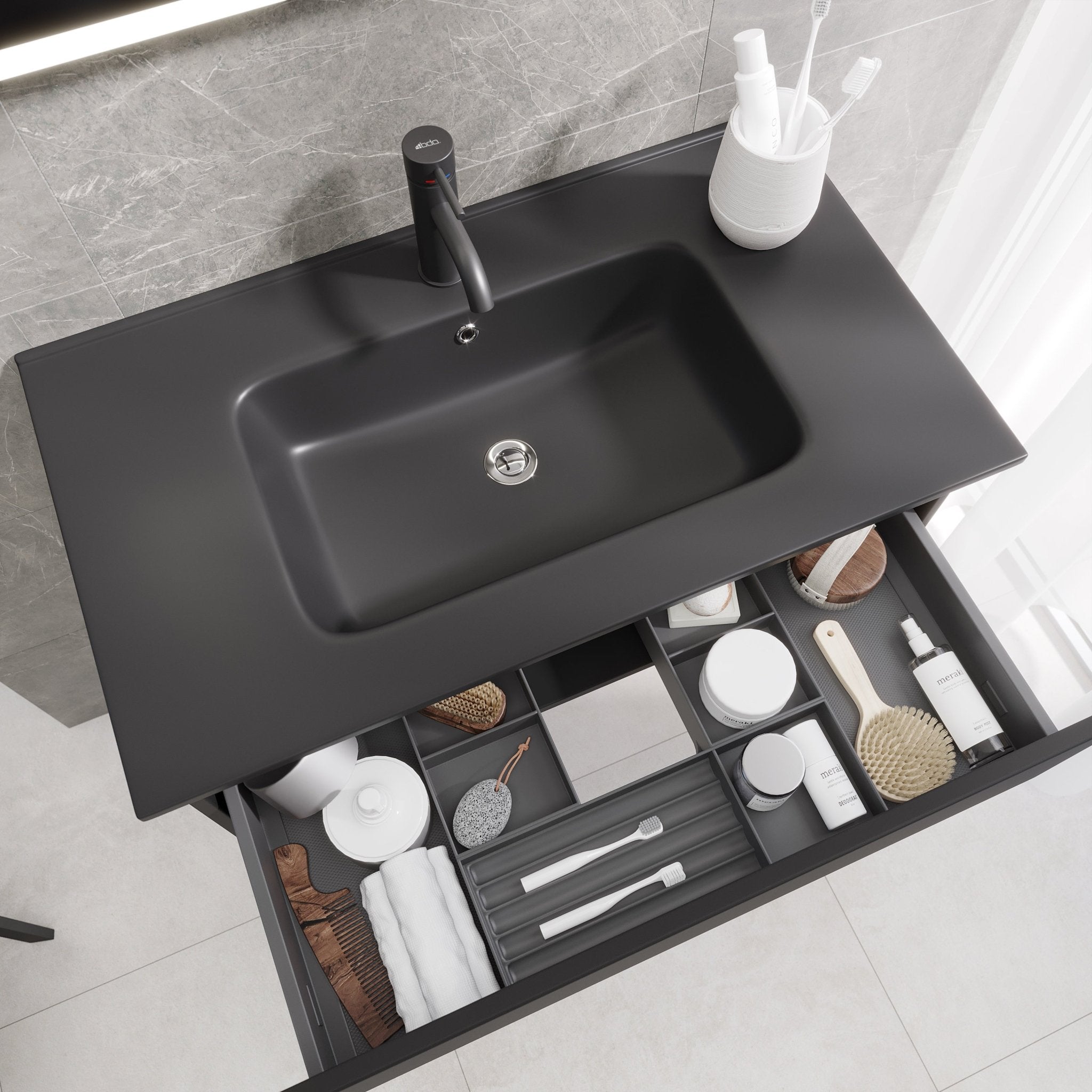 Selnes Compact Badrumsmöbel, Svart Matt - Tvättställsskåp - BATH DELUXE - PRESTIGE - 88 - 080 - 56 - 02 - 30 - BATHDELUXE SWEDEN