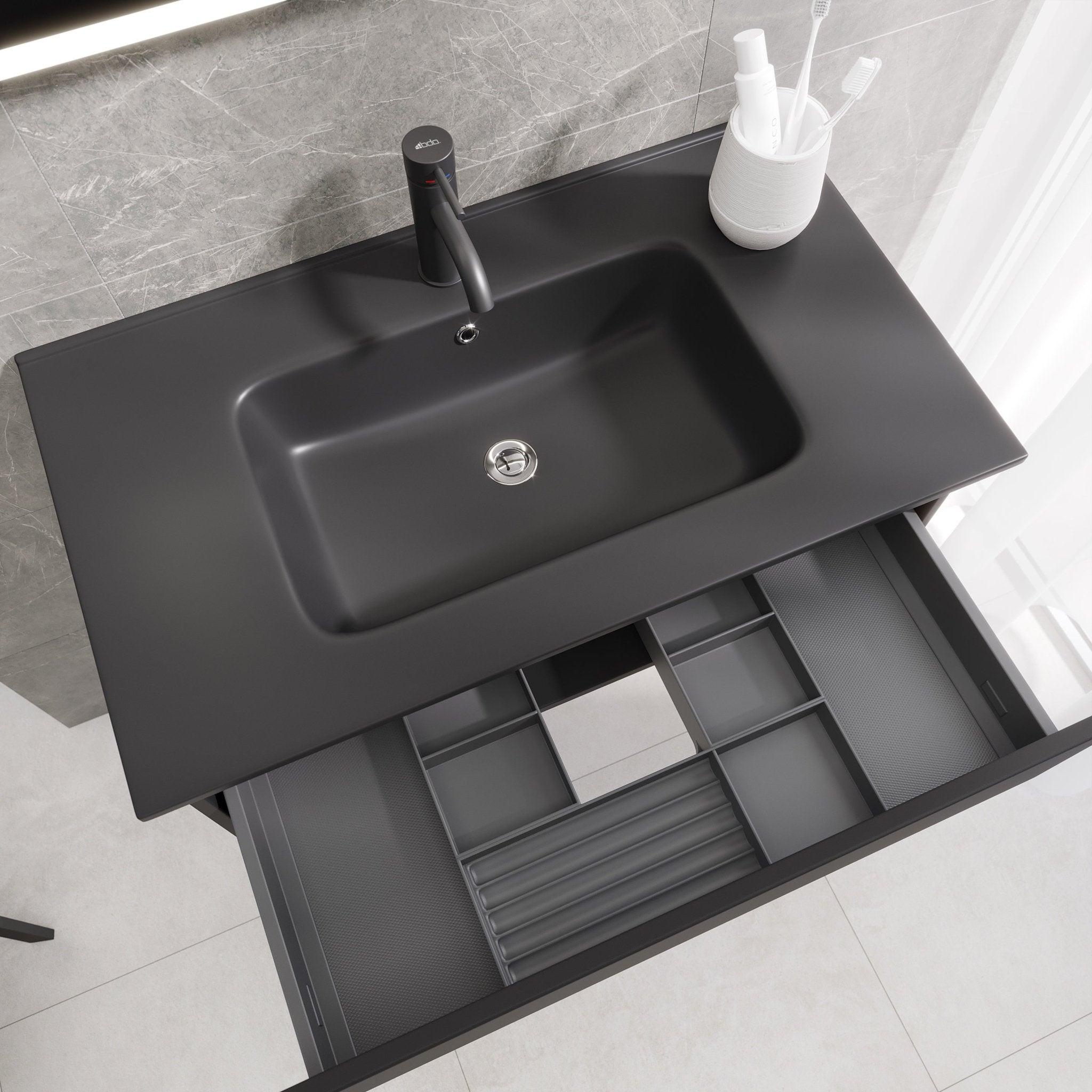 Selnes Compact Badrumsmöbel, Svart Matt - Tvättställsskåp - BATH DELUXE - PRESTIGE - 88 - 080 - 56 - 02 - 30 - BATHDELUXE SWEDEN