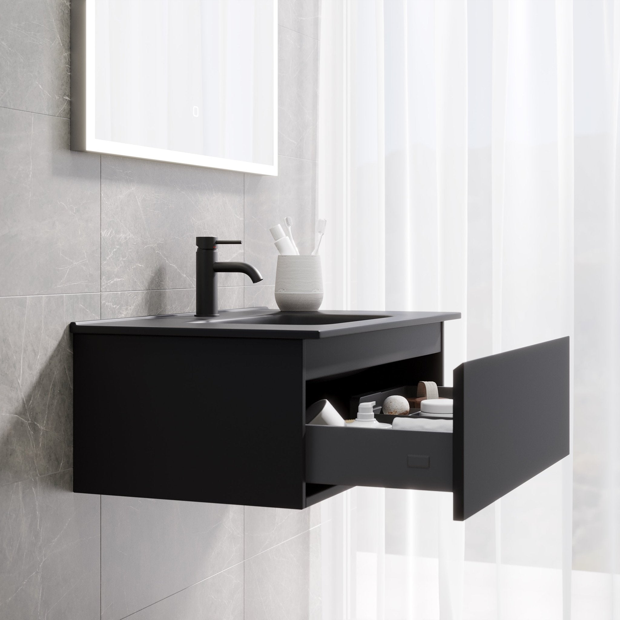 Selnes Compact Badrumsmöbel, Svart Matt - Tvättställsskåp - BATH DELUXE - PRESTIGE - 88 - 080 - 56 - 02 - 30 - BATHDELUXE SWEDEN
