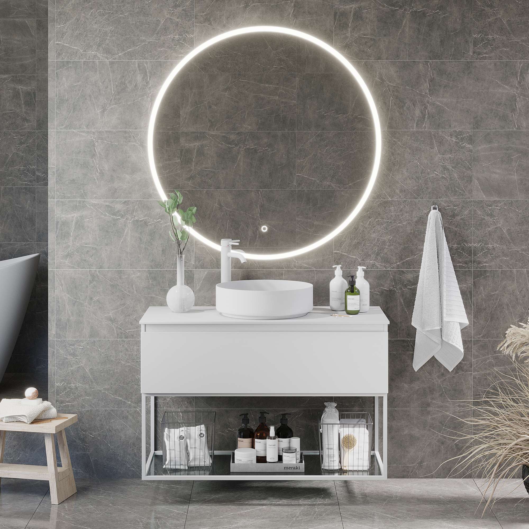 Selbu Compact Badrumsmöbel, Vit Matt - Tvättställsskåp - BATH DELUXE - PRESTIGE - 88 - 100 - 36 - 01 - 30 - BATHDELUXE SWEDEN