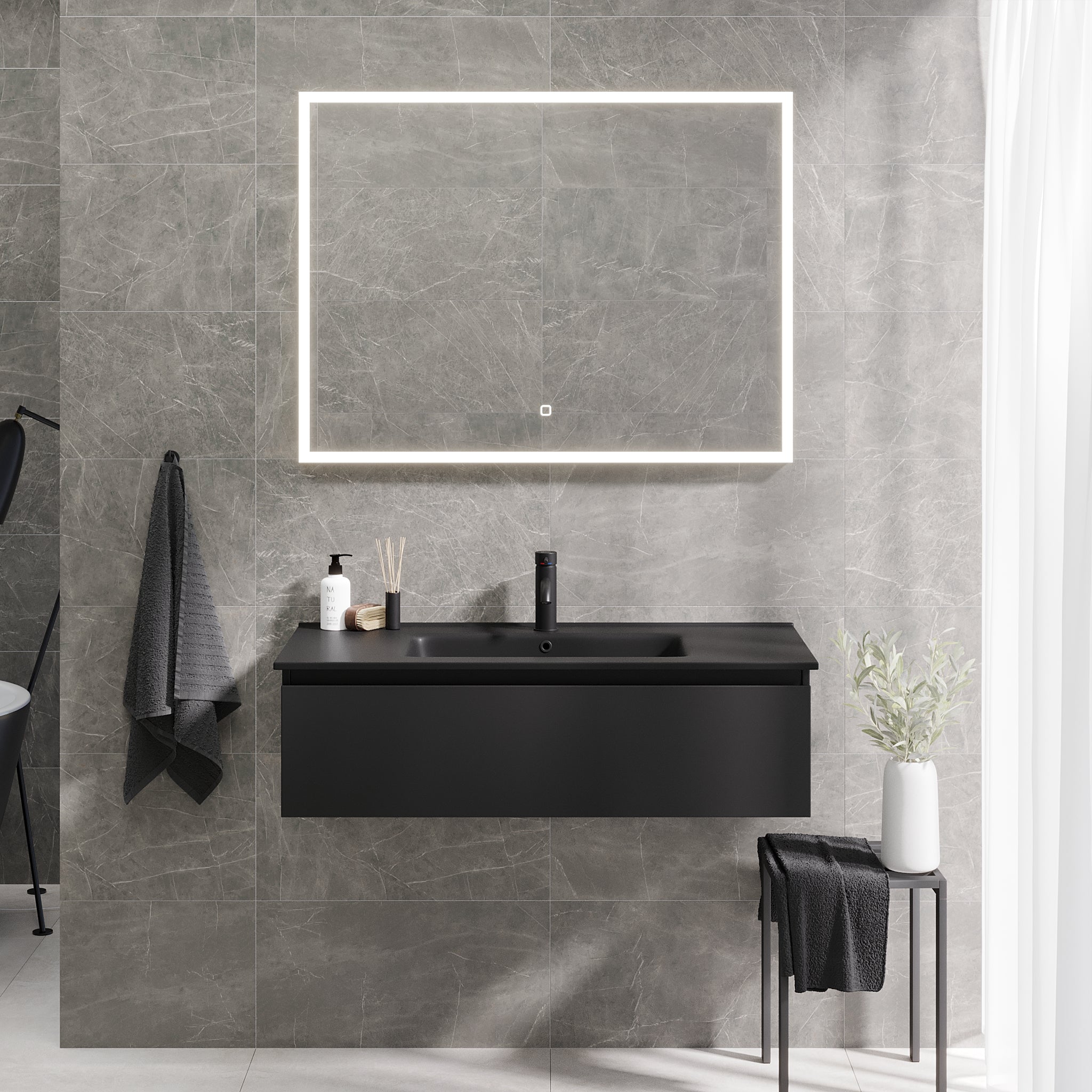 Selnes Compact Badrumsmöbel, Svart Matt - Tvättställsskåp - BATH DELUXE - PRESTIGE - 88 - 100 - 56 - 02 - 30 - BATHDELUXE SWEDEN