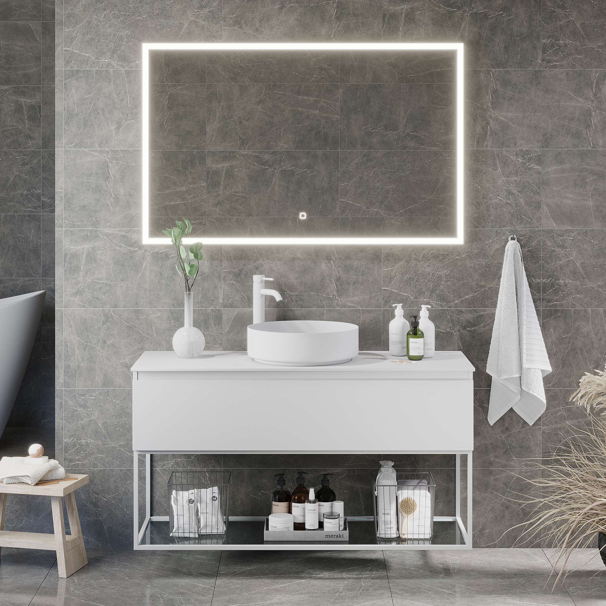 Selbu Compact Badrumsmöbel, Vit Matt - Tvättställsskåp - BATH DELUXE - PRESTIGE - 88 - 120 - 36 - 01 - 30 - BATHDELUXE SWEDEN