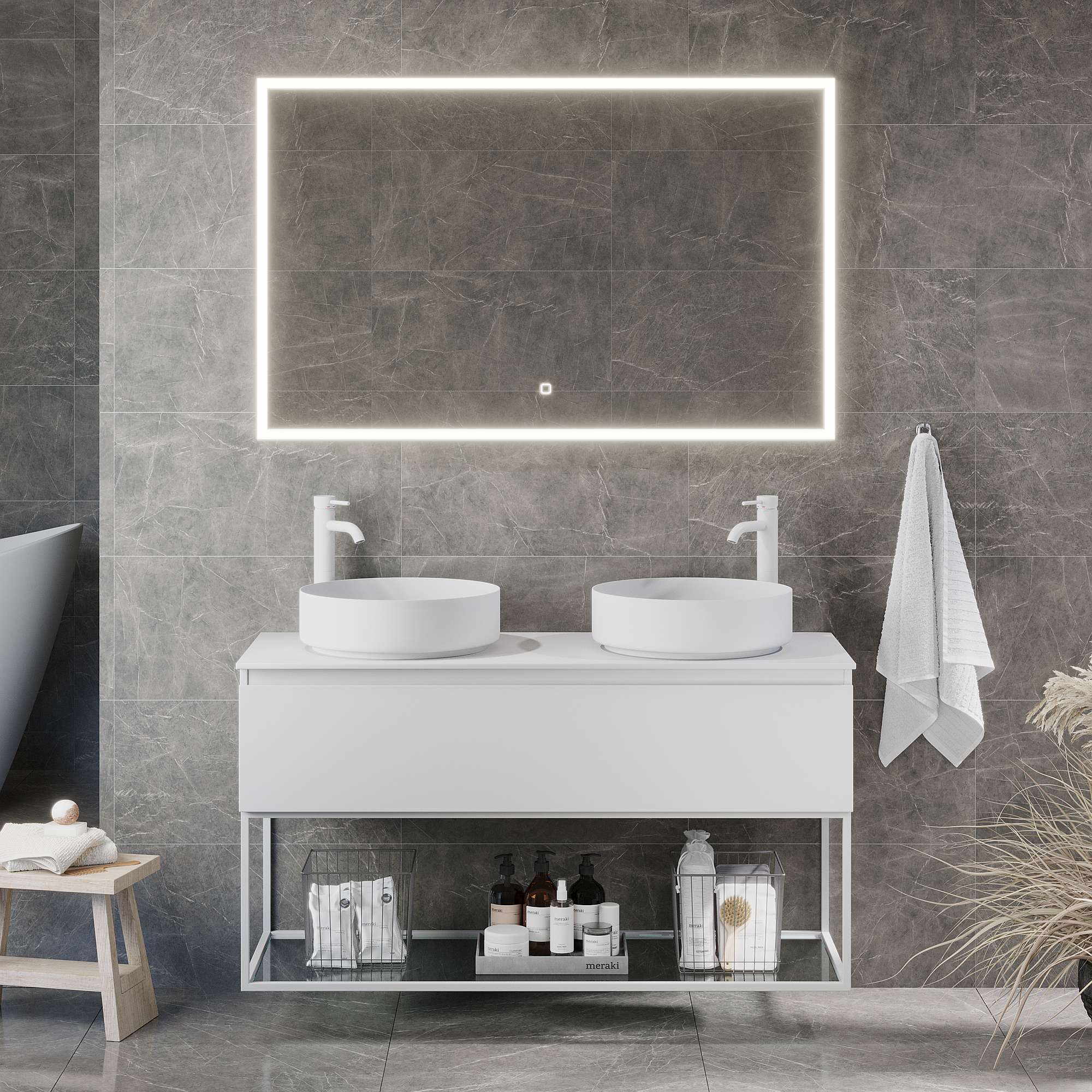 Selbu Compact Badrumsmöbel, Vit Matt - Tvättställsskåp - BATH DELUXE - PRESTIGE - 88 - 120 - 36 - 01 - 33 - BATHDELUXE SWEDEN