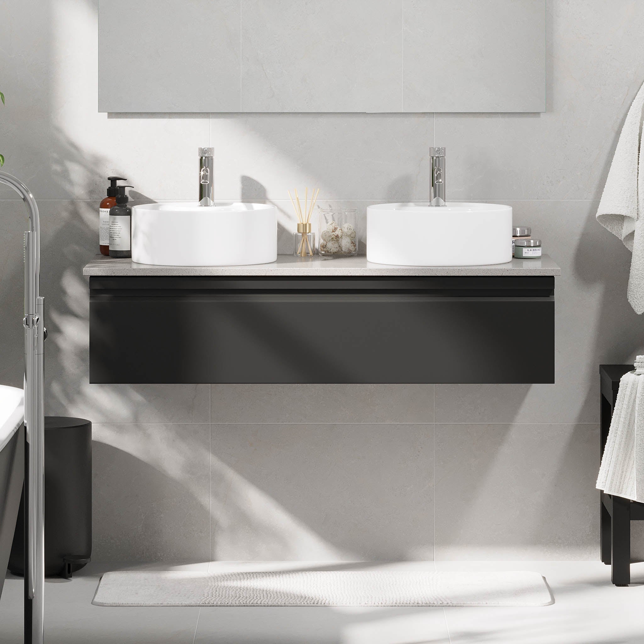 Mirage, Möbelset - Handfat &amp; Skåp, Svart Matta - 80 cm - Möbelset - Kod - BATH DELUXE - PRESTIGE - 89-080-03-02-40 - BATHDELUXE SWEDEN