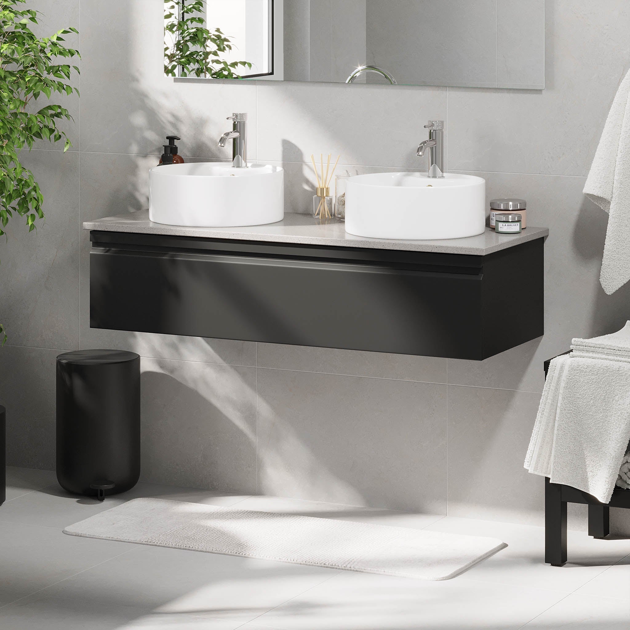 Mirage, Möbelset - Handfat &amp; Skåp, Svart Matta - 80 cm - Möbelset - Kod - BATH DELUXE - PRESTIGE - 89-080-03-02-40 - BATHDELUXE SWEDEN