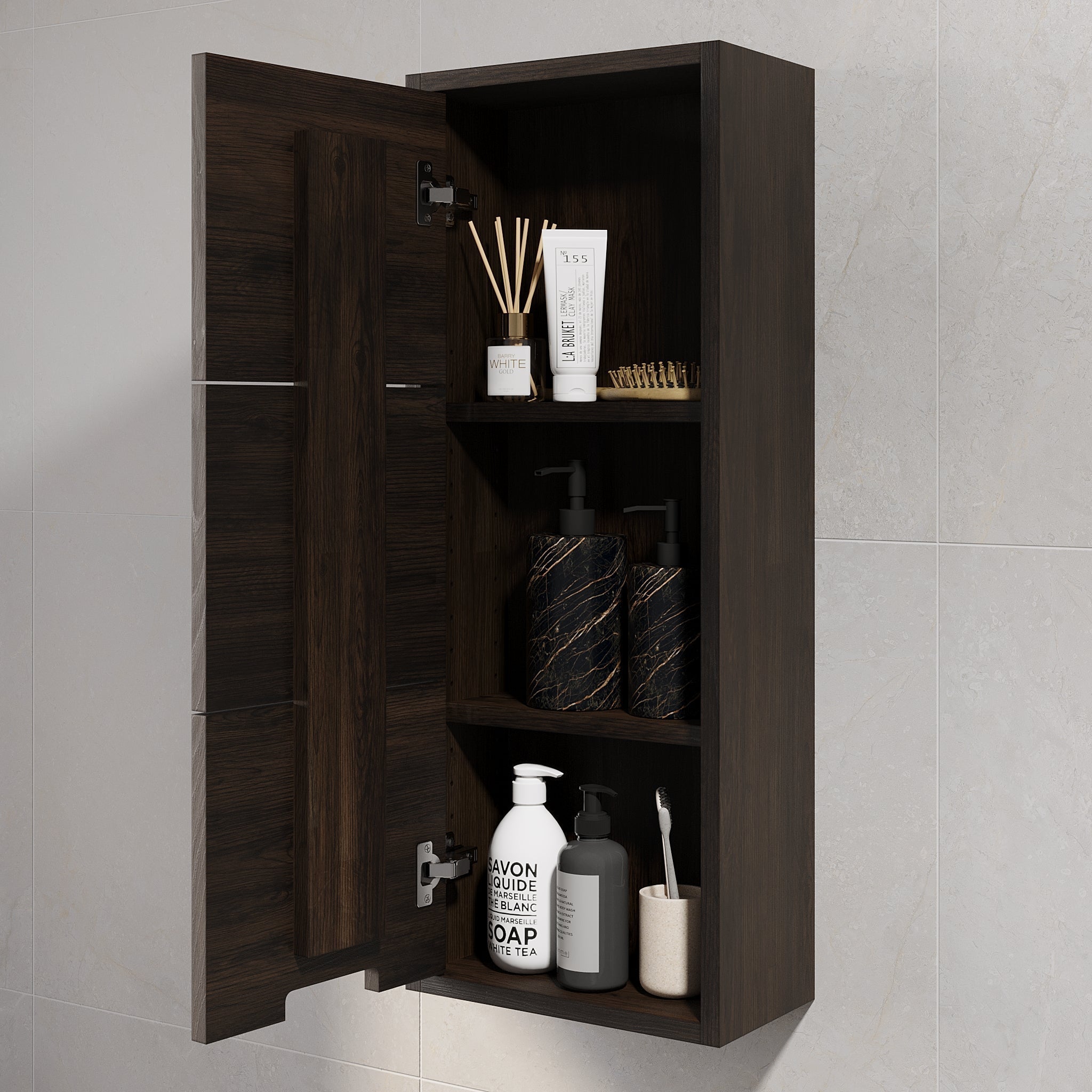 Högskåp i massiv ek - 2 dörrar - 35x32x171 cm - svart ek - Egeskov - Höga skåp - BATH DELUXE - PRESTIGE - 96-035-52-82-42 - BATHDELUXE SWEDEN