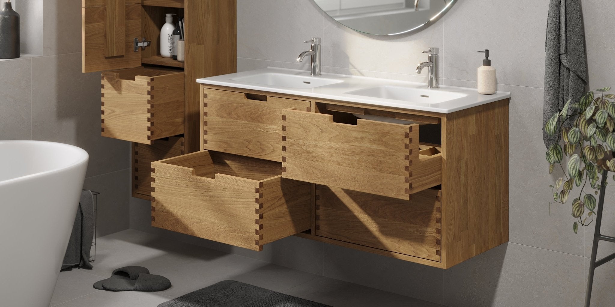 Gribskov Badrumsmöbel, Ek - Badrumsmöbel - BATH DELUXE - PRESTIGE - 96 - 120 - 54 - 86 - 40 - BATHDELUXE SWEDEN