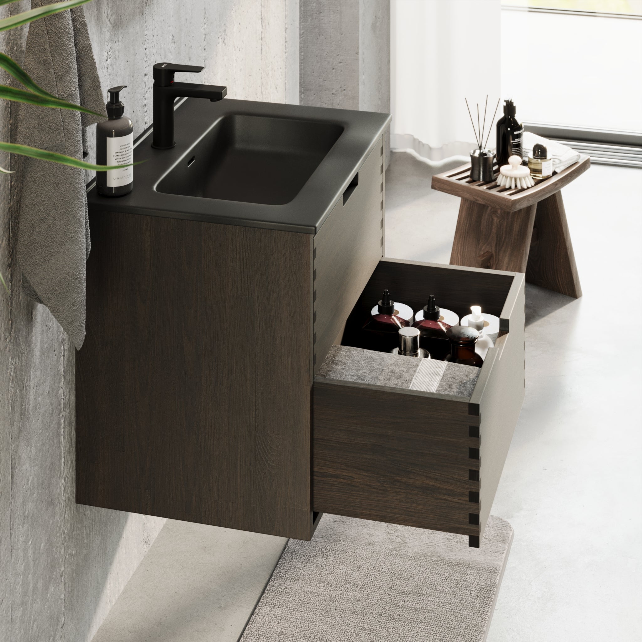 Troldeskoven Badrumsmöbel, Svart Ek - Badrumsmöbel - BATH DELUXE - PRESTIGE - 96 - 060 - 56 - 82 - 40 - BATHDELUXE SWEDEN