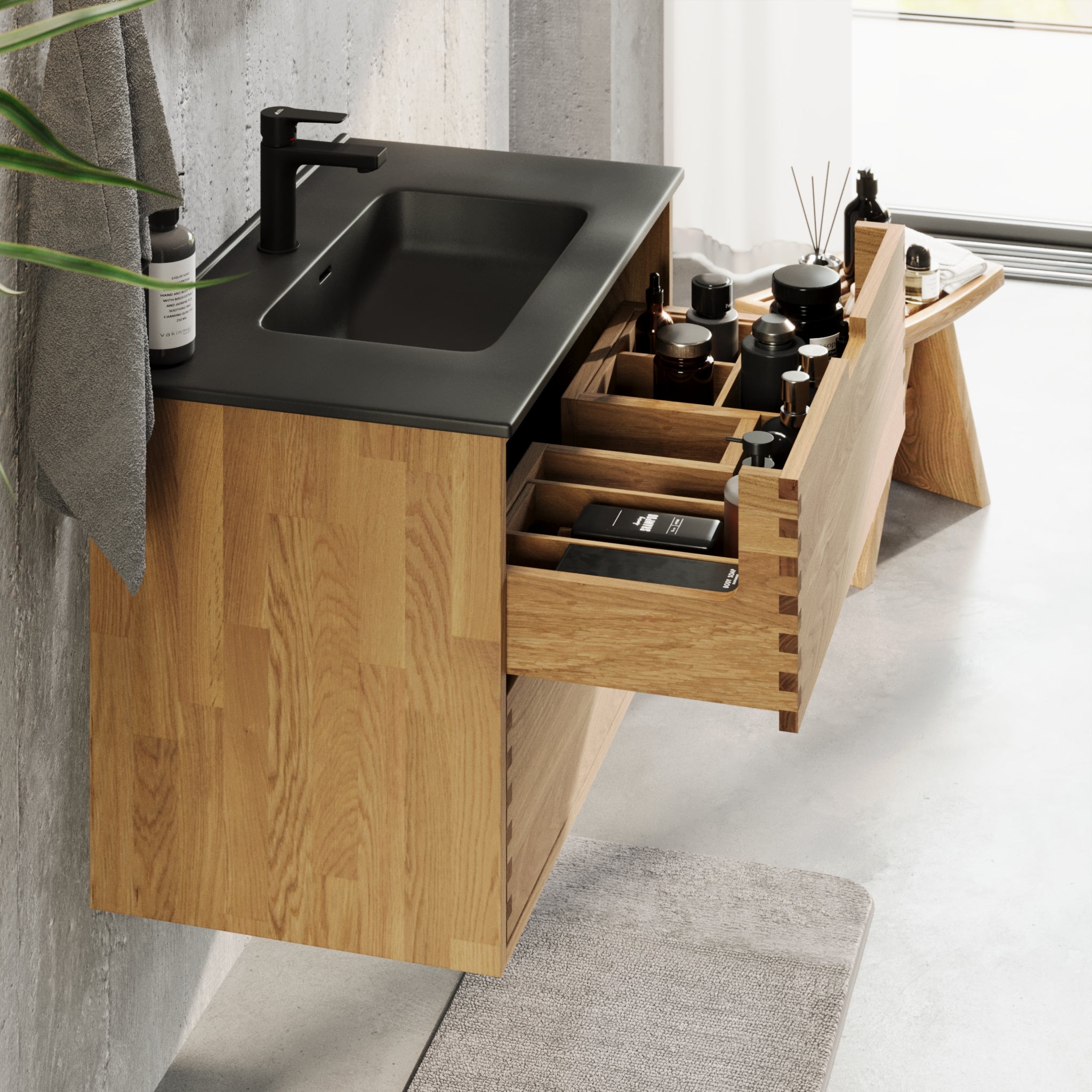 Troldeskoven Badrumsmöbel, Ek - Badrumsmöbel - BATH DELUXE - PRESTIGE - 96 - 080 - 56 - 86 - 40 - BATHDELUXE SWEDEN