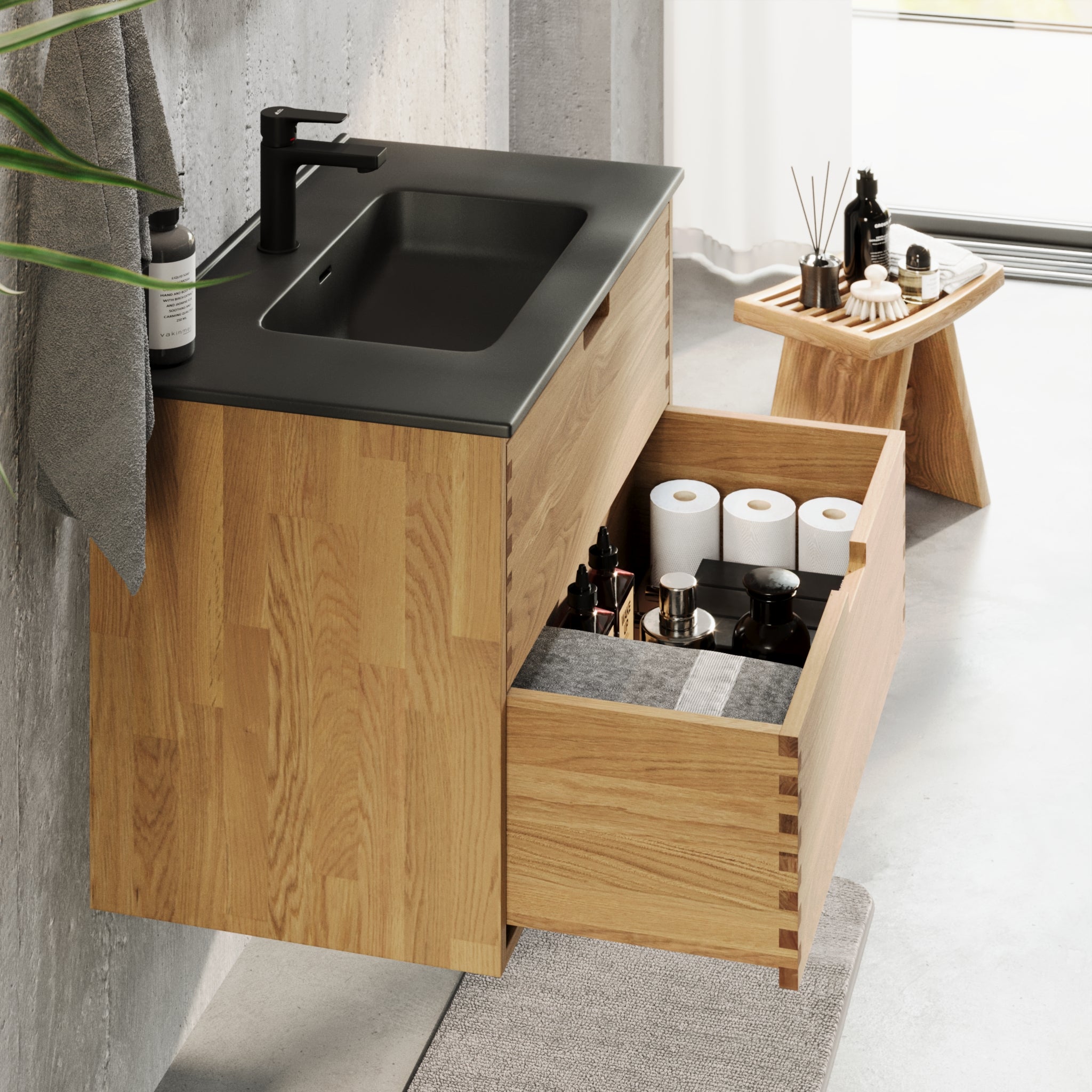 Troldeskoven Badrumsmöbel, Ek - Badrumsmöbel - BATH DELUXE - PRESTIGE - 96 - 080 - 56 - 86 - 40 - BATHDELUXE SWEDEN