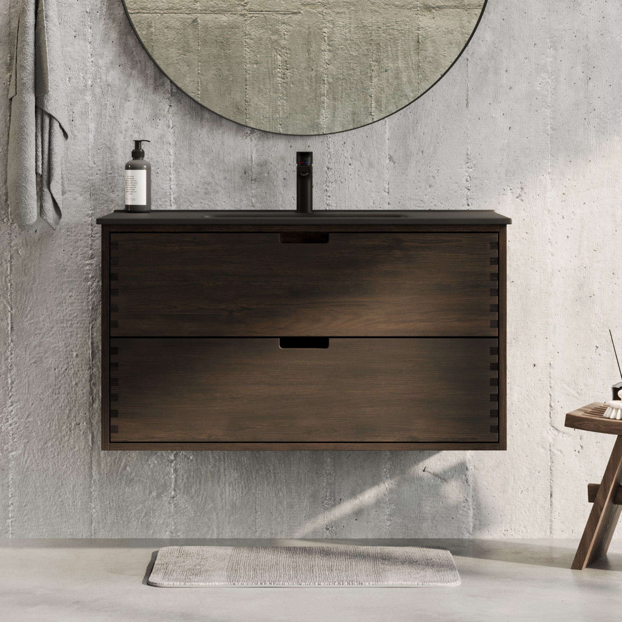 Troldeskoven Badrumsmöbel, Svart Ek - Badrumsmöbel - BATH DELUXE - PRESTIGE - 96 - 100 - 56 - 82 - 40 - BATHDELUXE SWEDEN
