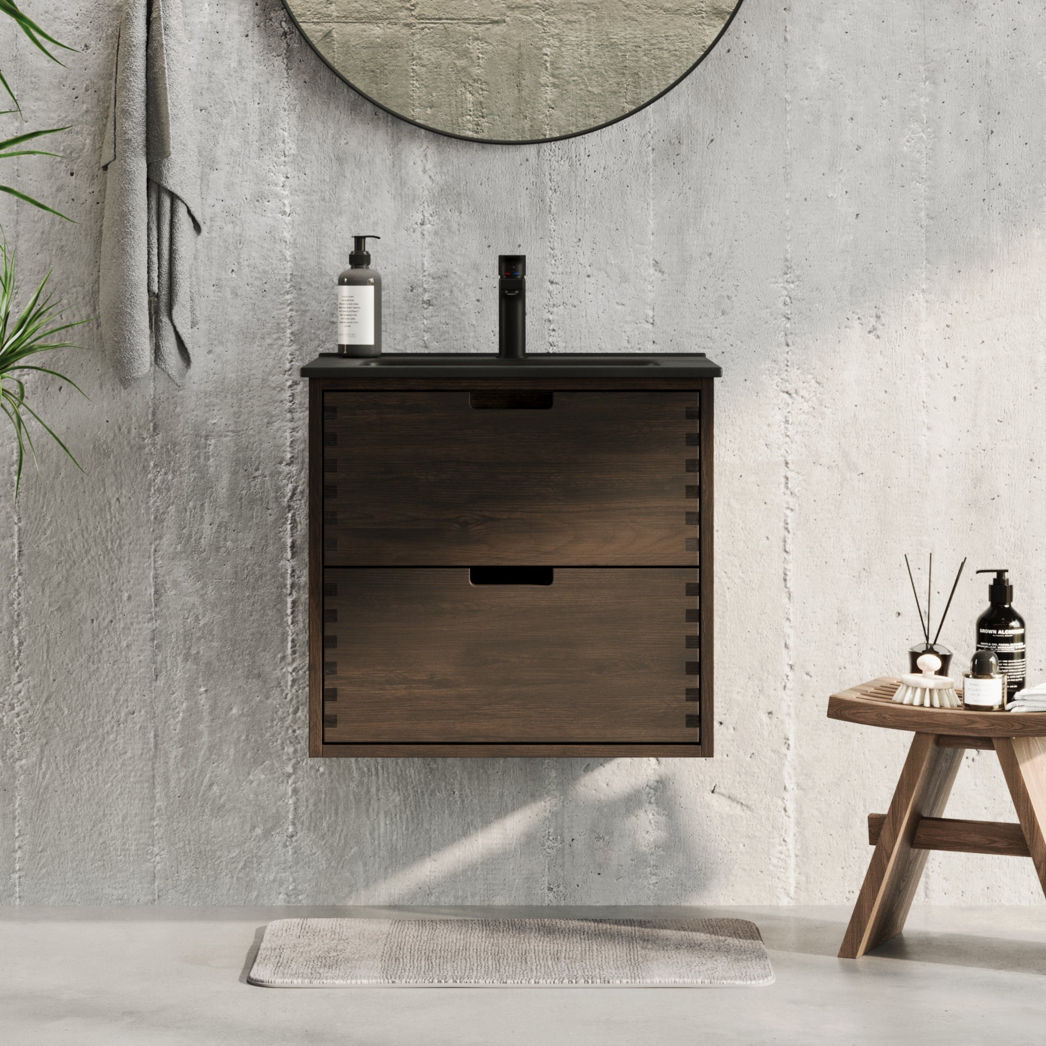 Troldeskoven, Möbelset - Badställ &amp; Skåp, Ek Svart - 100 cm - Möbelset - Kod - BATH DELUXE - PRESTIGE - 96-100-56-82-40 - BATHDELUXE SWEDEN