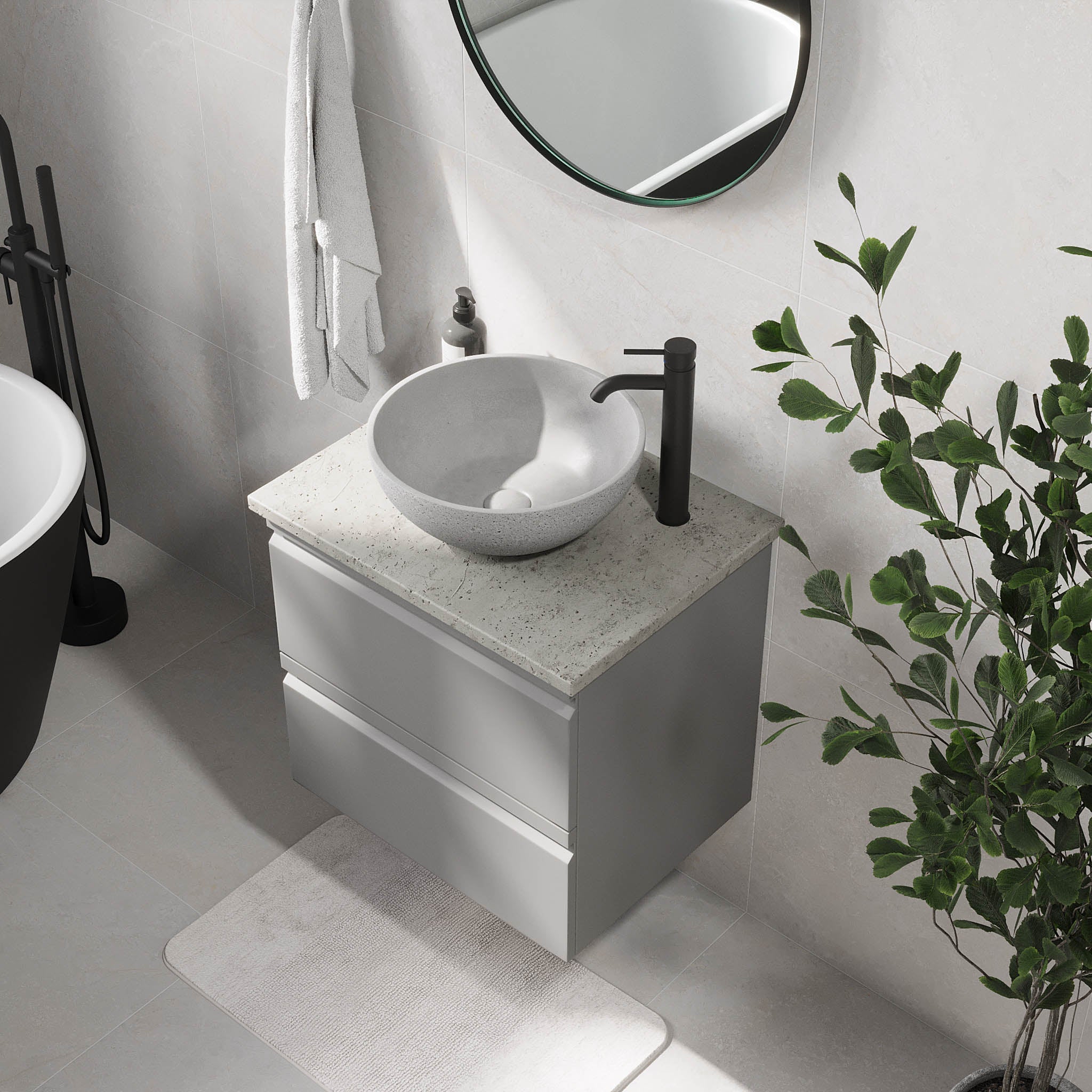 Bardufoss Badrumsmöbel, Grå Matt - Tvättställsskåp - BATH DELUXE - PRESTIGE - 74 - 060 - 14 - 03 - 40 - BATHDELUXE SWEDEN