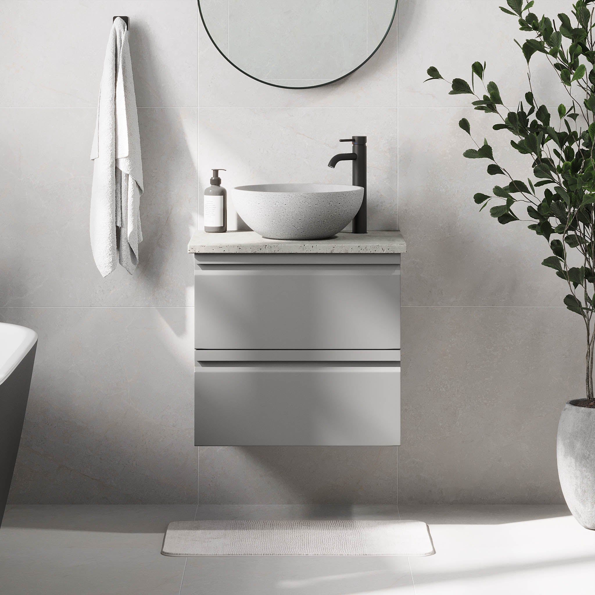 Bardufoss Badrumsmöbel, Grå Matt - Tvättställsskåp - BATH DELUXE - PRESTIGE - 74 - 060 - 14 - 03 - 40 - BATHDELUXE SWEDEN