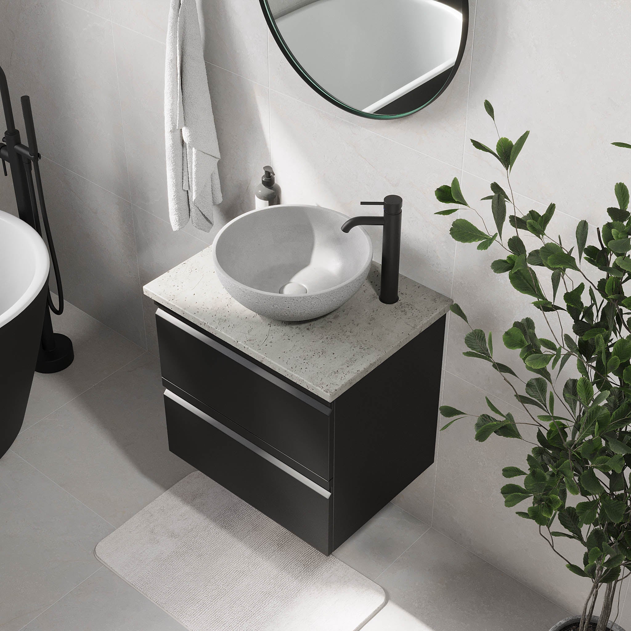 Bardufoss Badrumsmöbel, Svart Matt - Tvättställsskåp - BATH DELUXE - PRESTIGE - 74 - 060 - 14 - 02 - 40 - BATHDELUXE SWEDEN