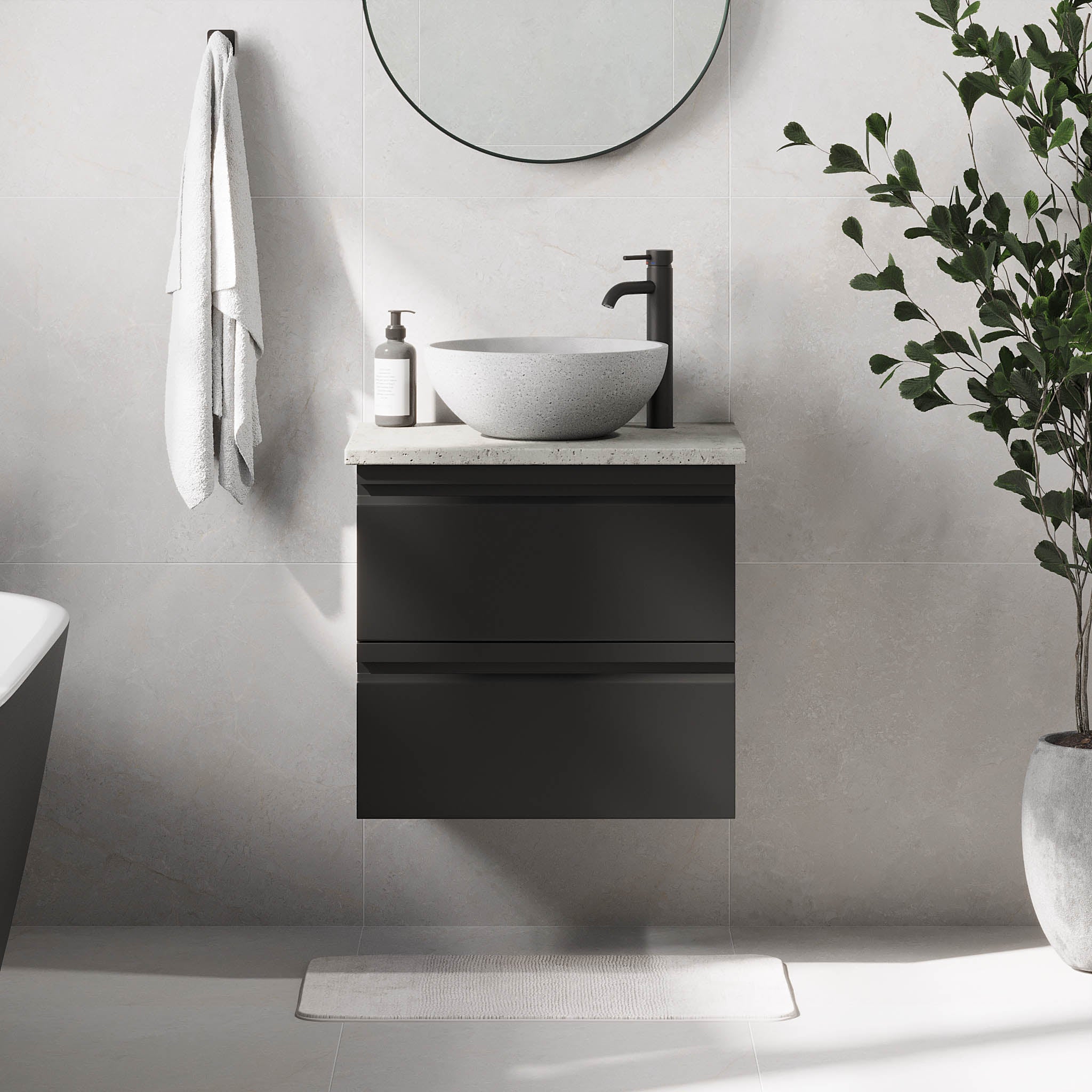 Bardufoss Badrumsmöbel, Svart Matt - Tvättställsskåp - BATH DELUXE - PRESTIGE - 74 - 060 - 14 - 02 - 40 - BATHDELUXE SWEDEN