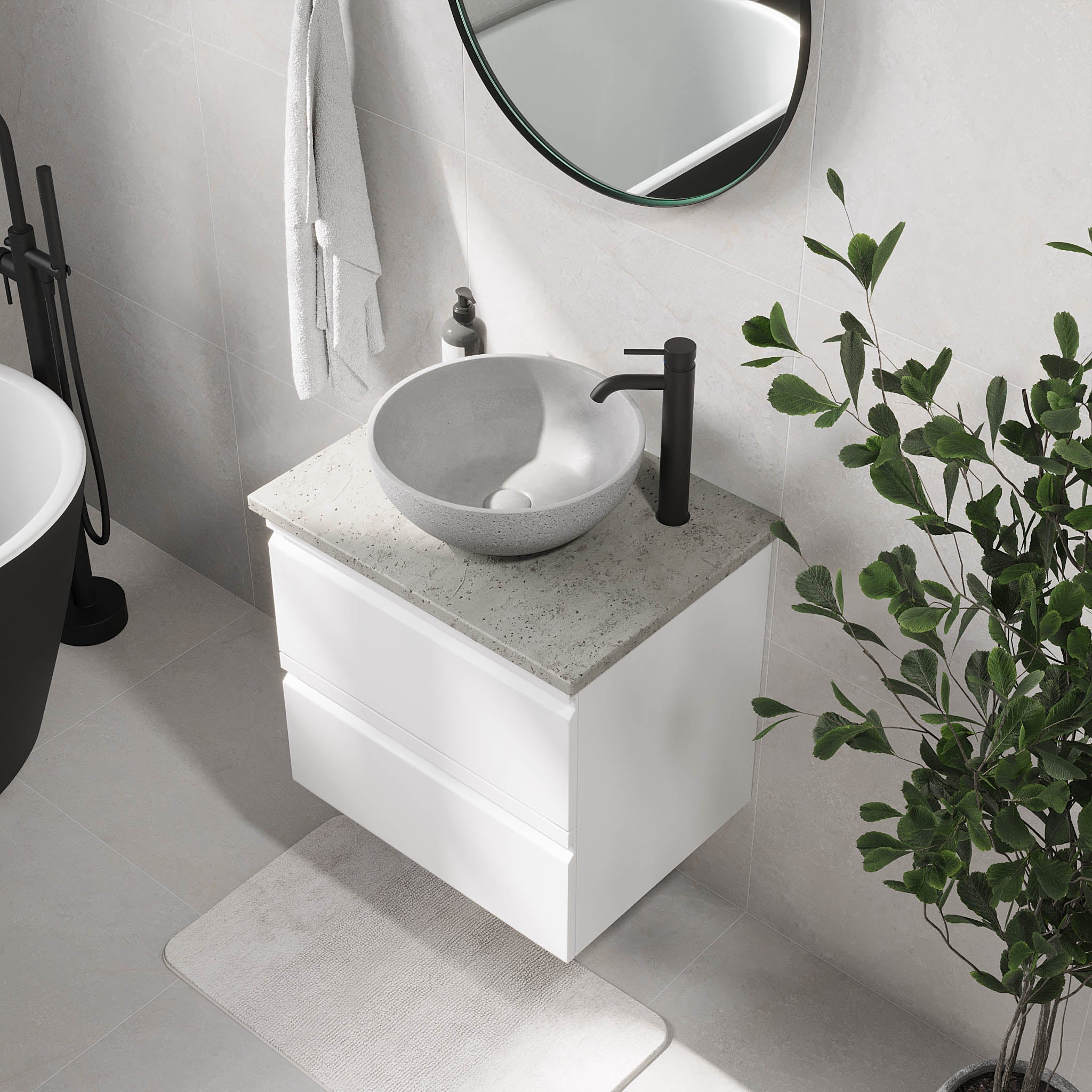 Bardufoss Badrumsmöbel, Vit Matt - Tvättställsskåp - BATH DELUXE - PRESTIGE - 74 - 060 - 14 - 01 - 40 - BATHDELUXE SWEDEN