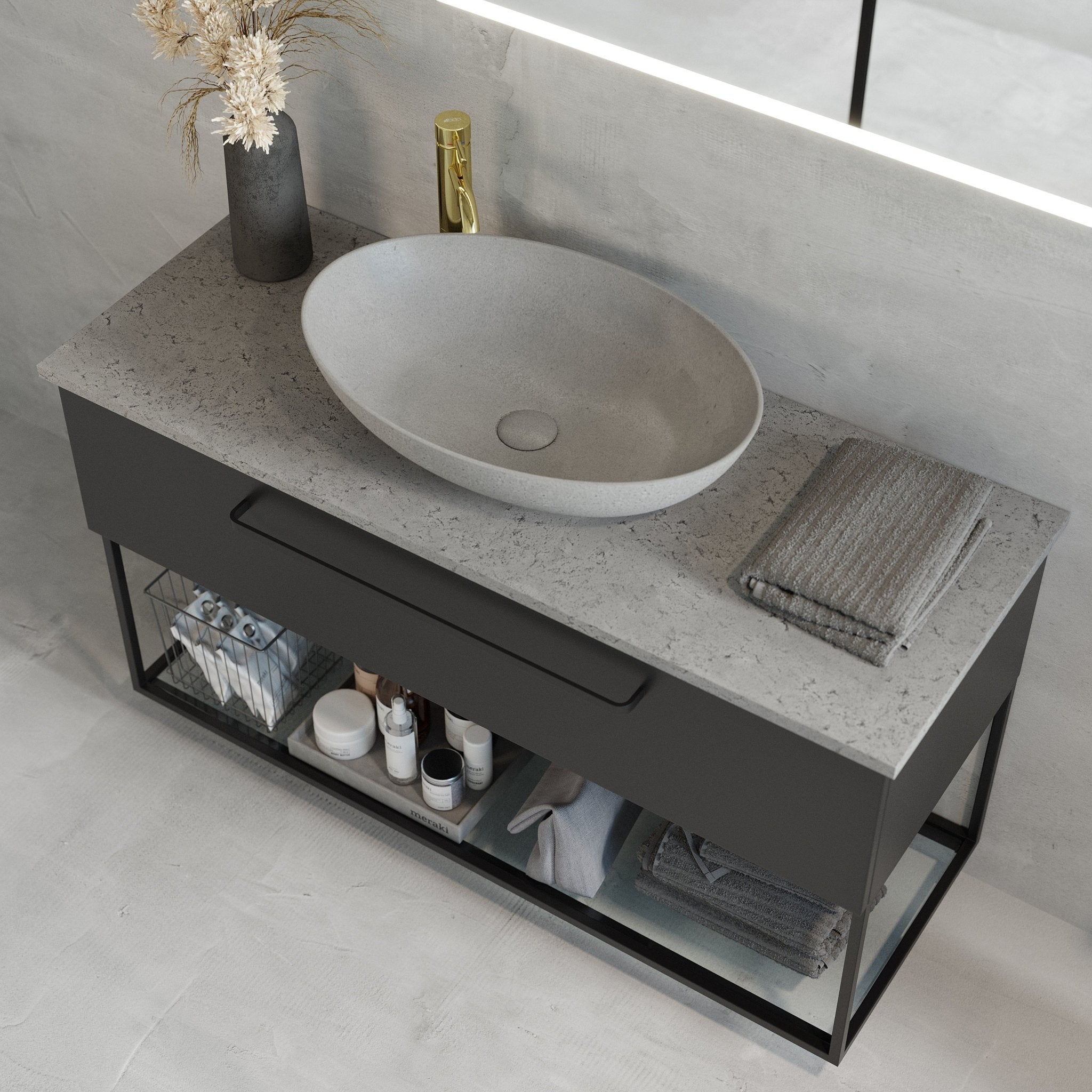 Beton Bänkskiva i betong - Bänkskivor - BATH DELUXE - PRESTIGE - 06 - 120 - 21 - 23 - 00 - BATHDELUXE SWEDEN