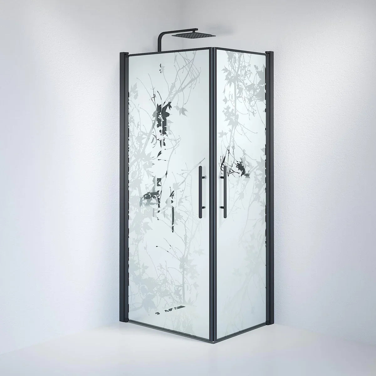 Vänern Duschhörn, Rak, Frostat Decor Glas, Svart Profil